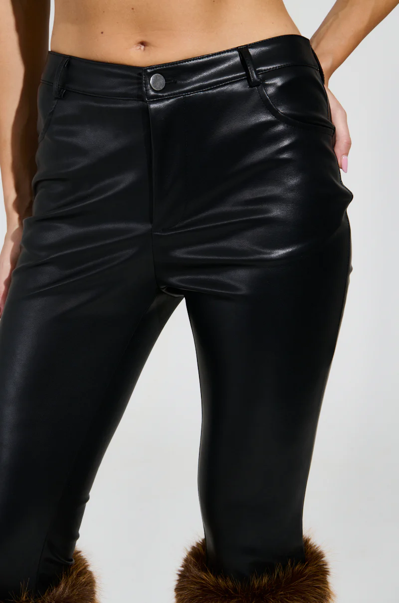 SIREN FUR TRIM FAUX LEATHER PANTS - Image 7