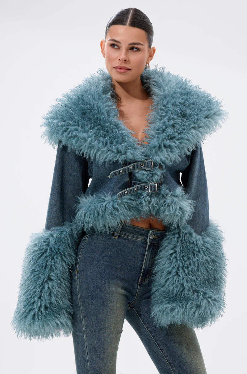 SIT PRETTY FUR TRIM DENIM JACKET - Image 4