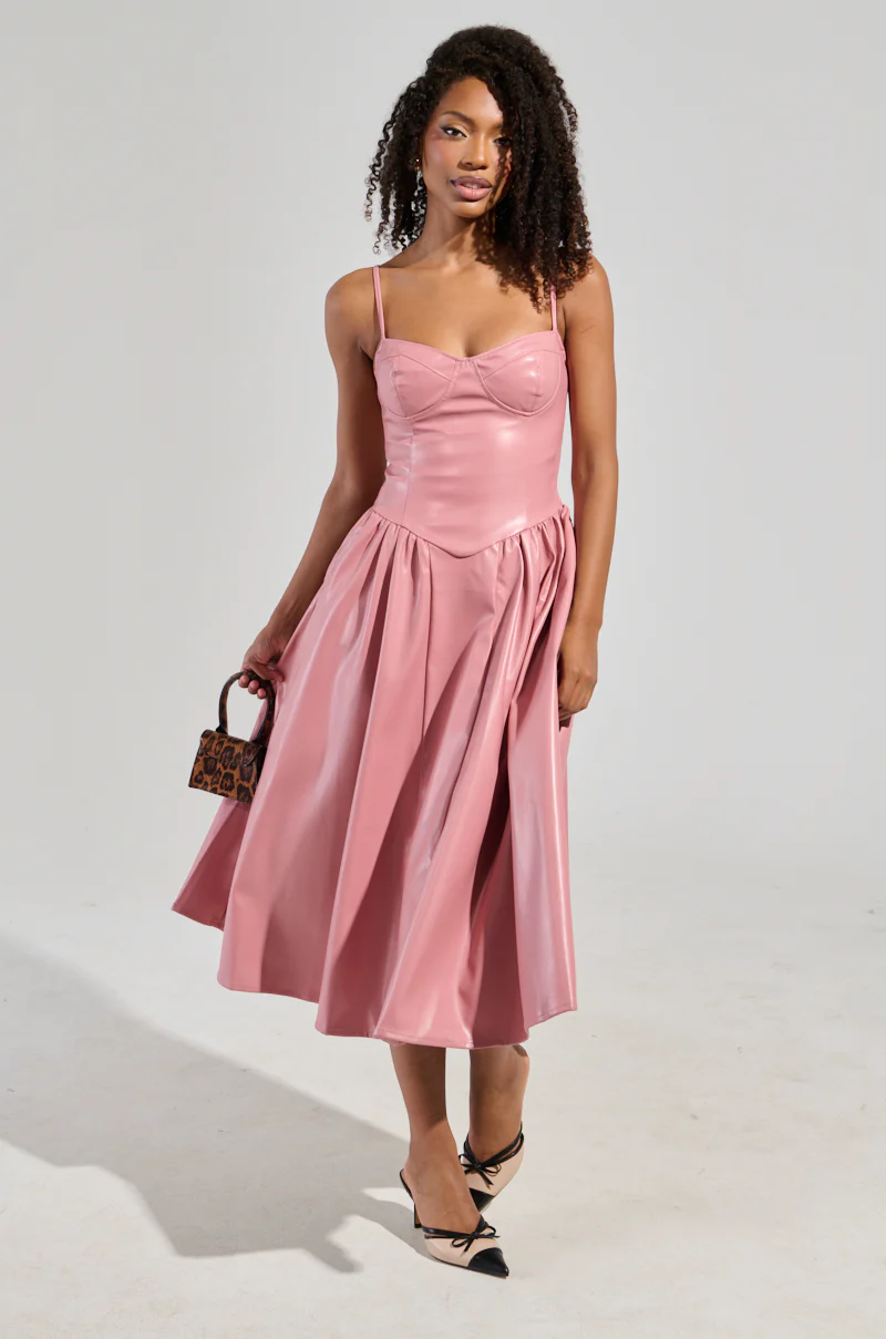 SITTING PRETTY FAUX LEATHER MIDI DRESS - Image 2
