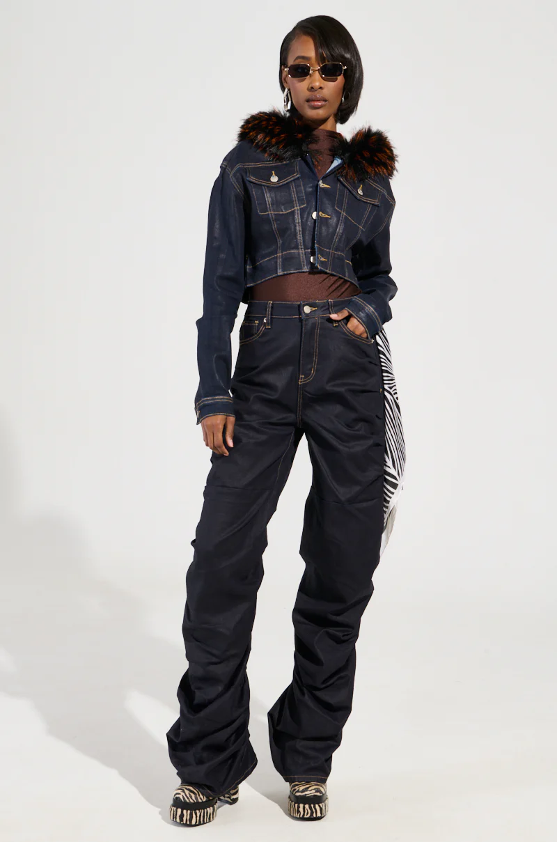 SITTING PRETTY FUR TRIM COATED DENIM JACKET - Image 10