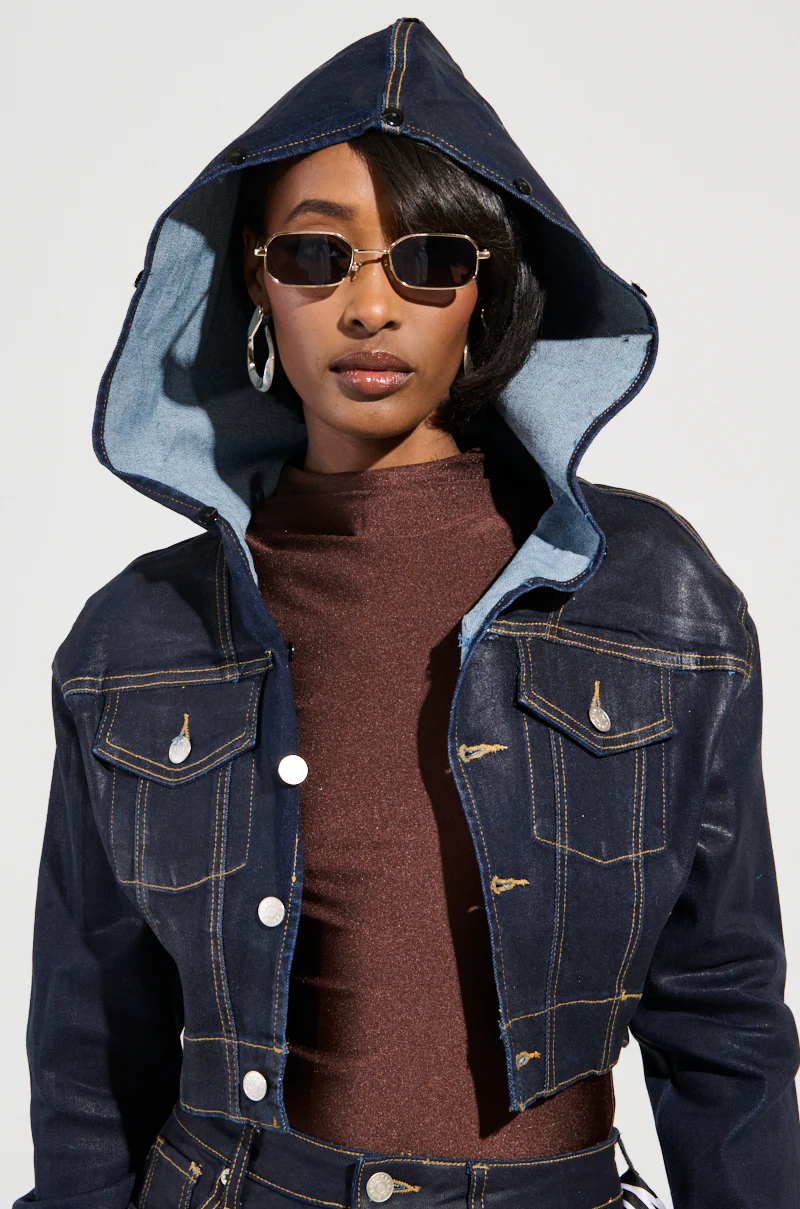 SITTING PRETTY FUR TRIM COATED DENIM JACKET - Image 8