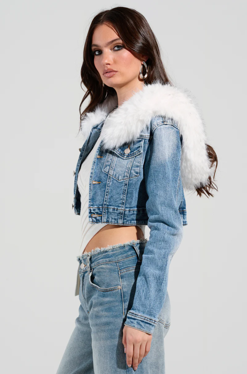 SITTING PRETTY FUR TRIM DENIM JACKET - Image 6