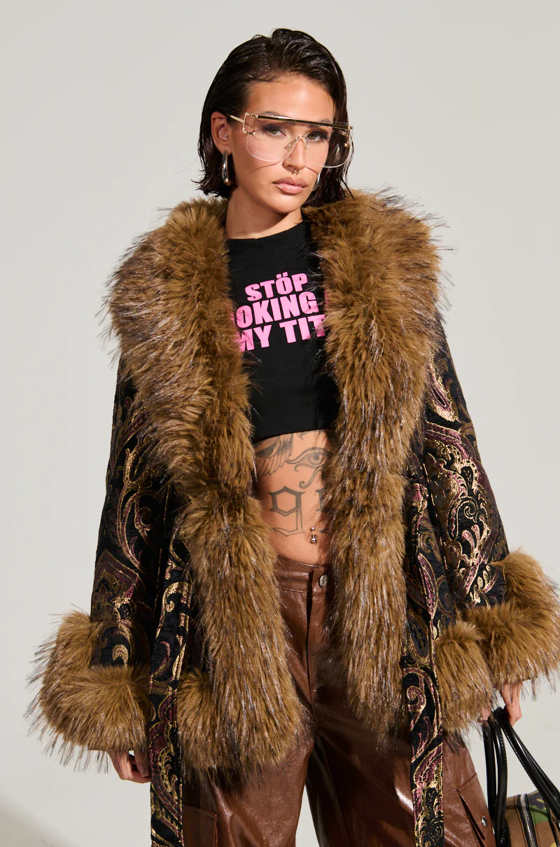 SITTING PRETTY FUR TRIM COAT - Image 4