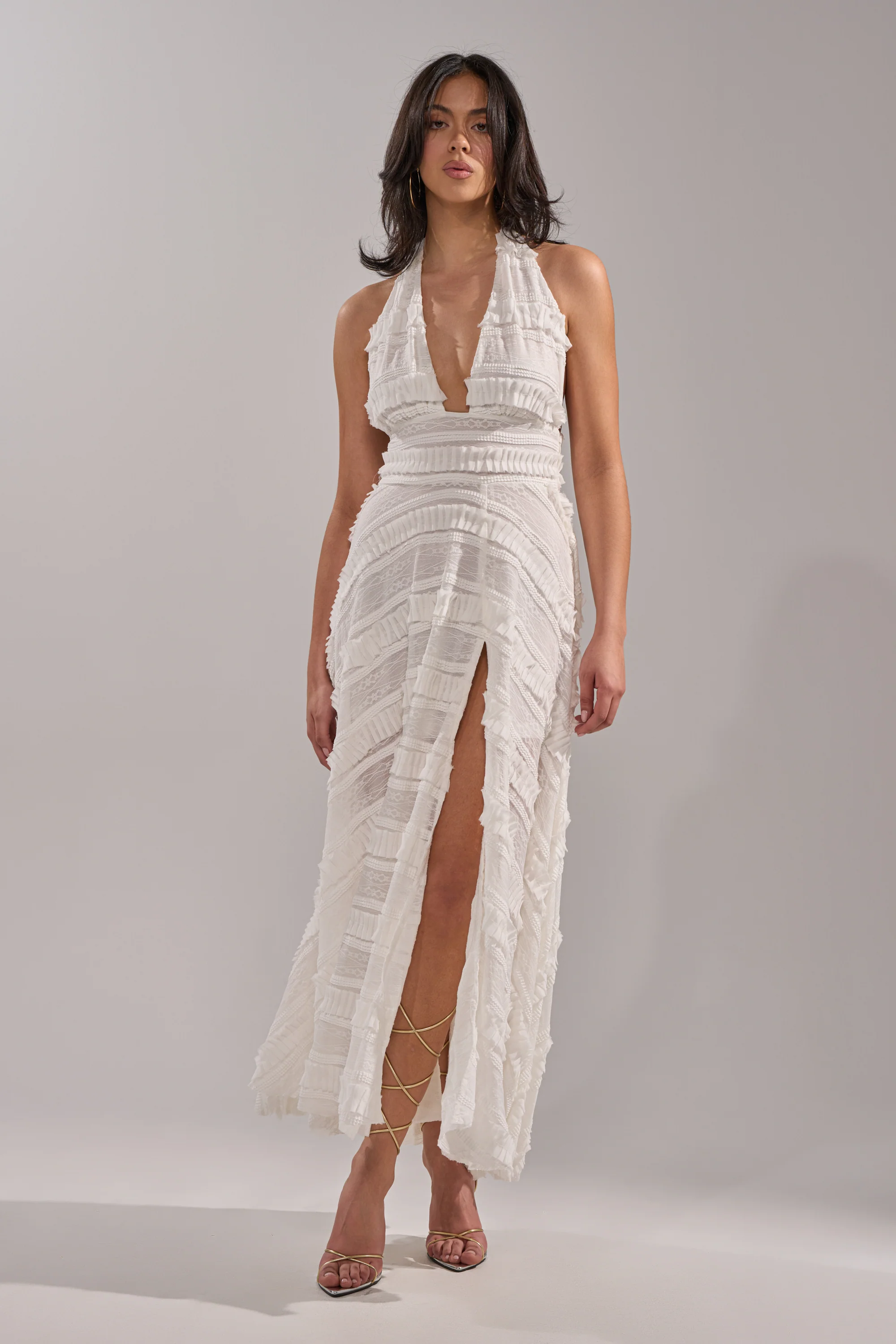 SITTING PRETTY WHITE WOVEN MAXI DRESS - Image 3