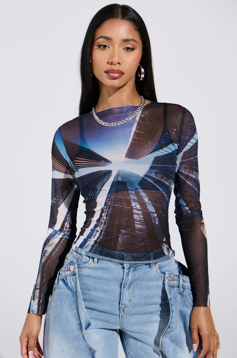 SKYS THE LIMIT MESH LONG SLEEVE TOP - Image 2