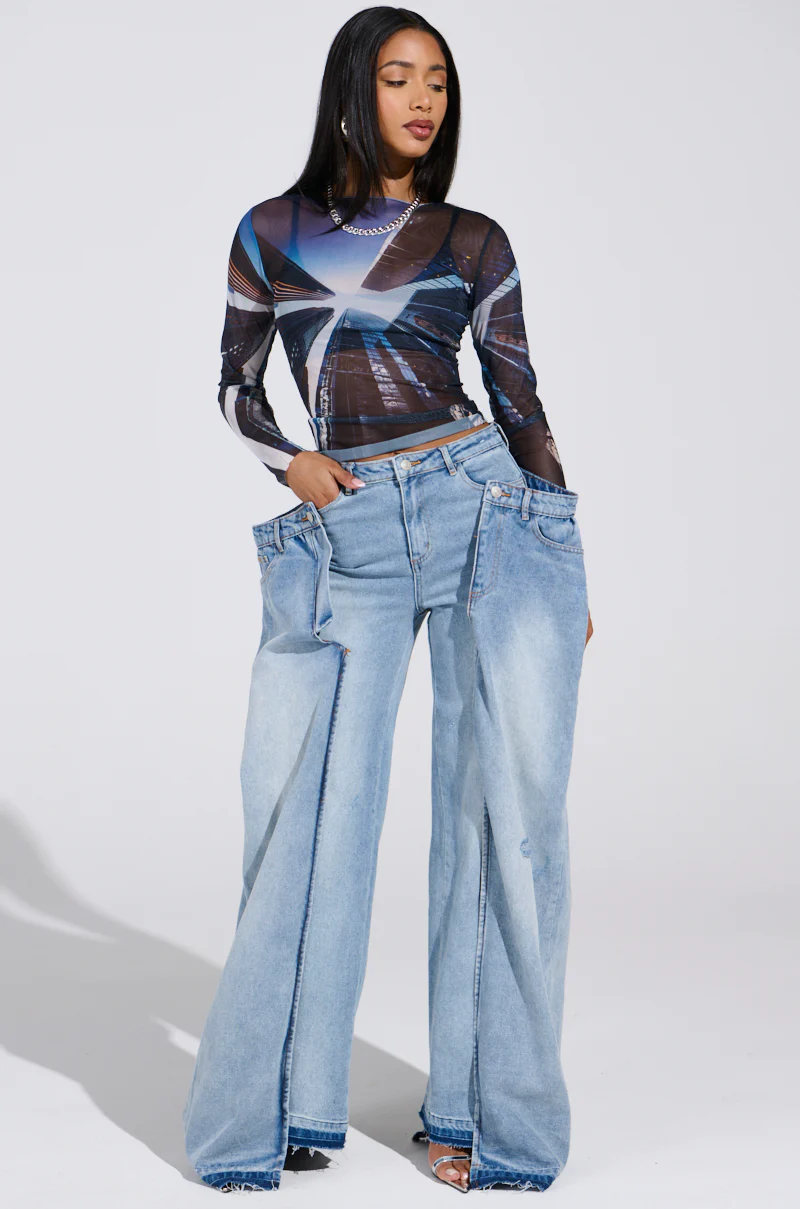 SKYS THE LIMIT MESH LONG SLEEVE TOP - Image 5