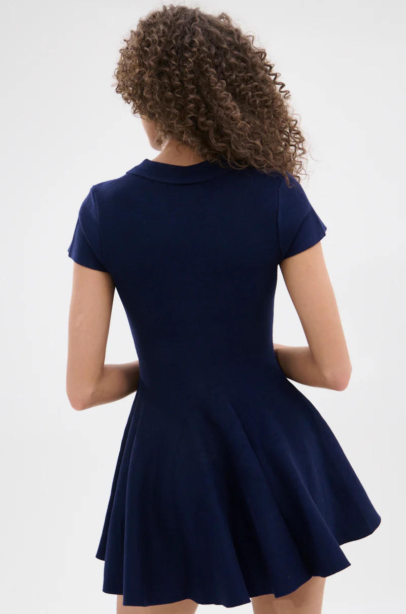 SLEEK AND CHIC KNIT MINI DRESS IN NAVY - Image 4