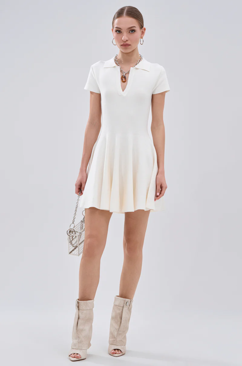 SLEEK AND CHIC KNIT MINI DRESS IN WHITE - Image 6