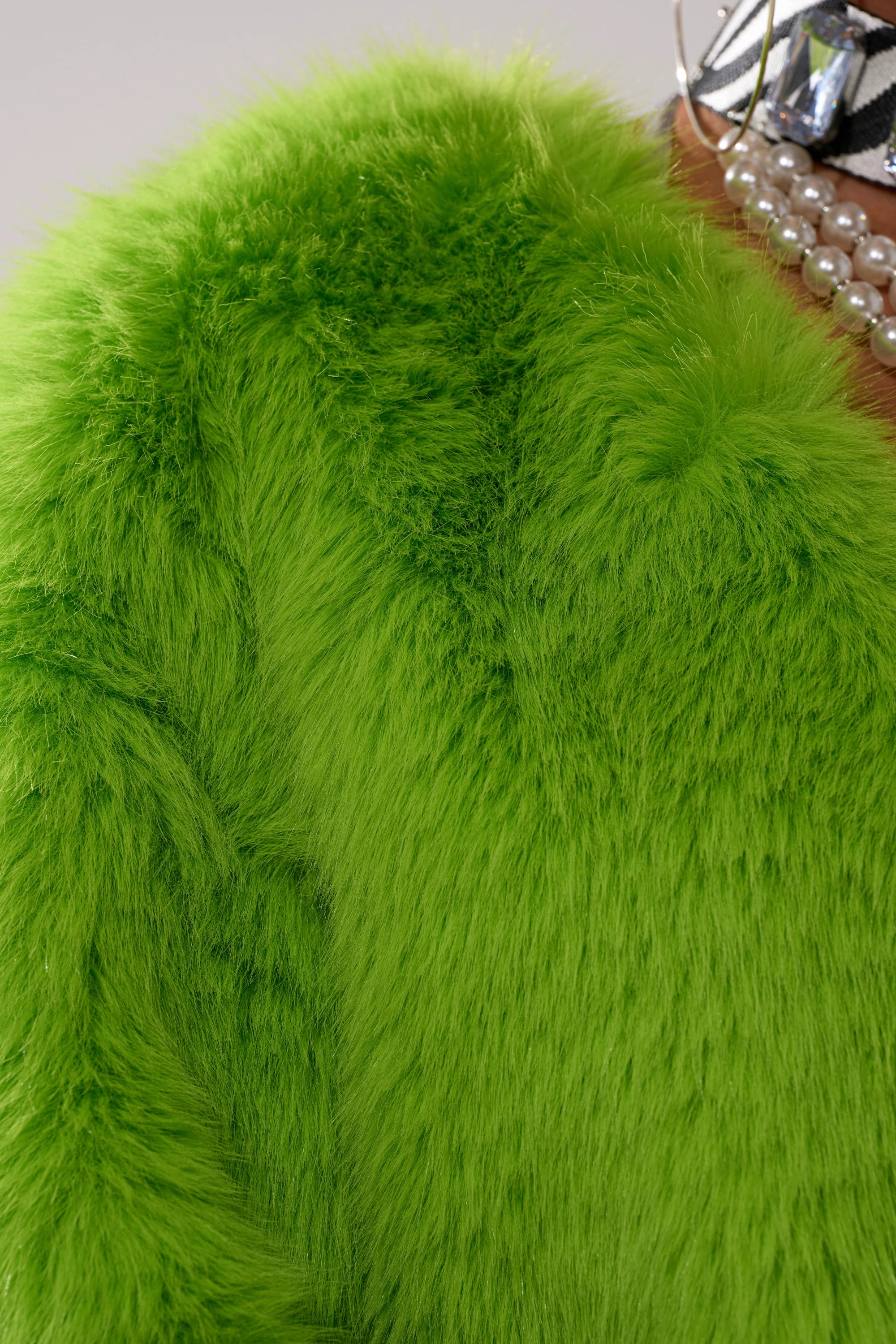 SLIME TIME FAUX FUR COAT IN LIME - Image 9