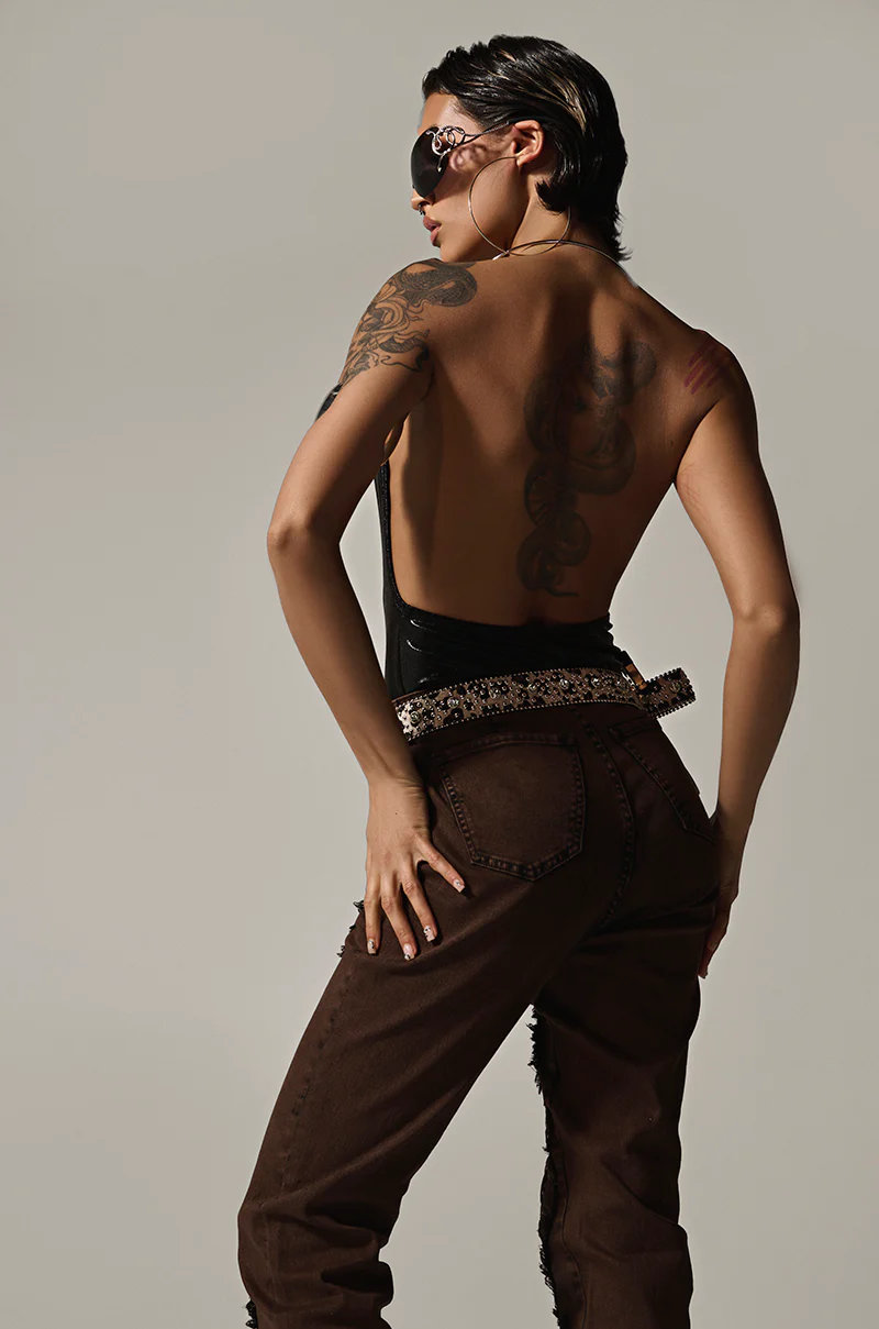 SLINKY FOIL BLACK BODYSUIT - Image 4