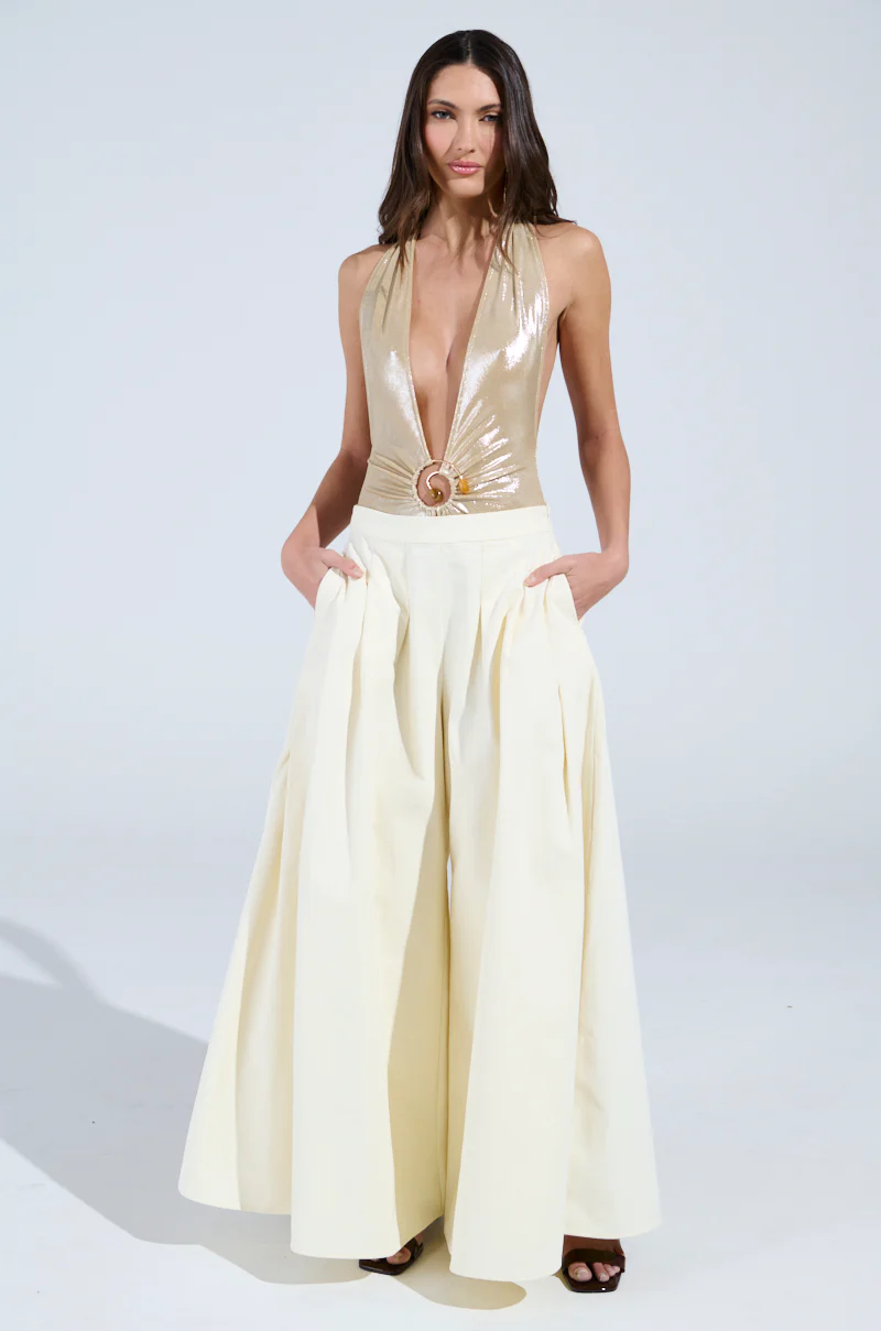 SLINKY FOIL GEM BODYSUIT IN TAUPE - Image 5