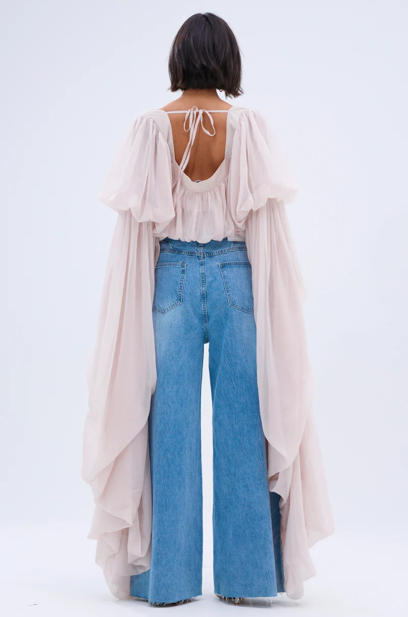 SLOUCHY SQUARE NECK LONG SLEEVE BLOUSE TOP - Image 7