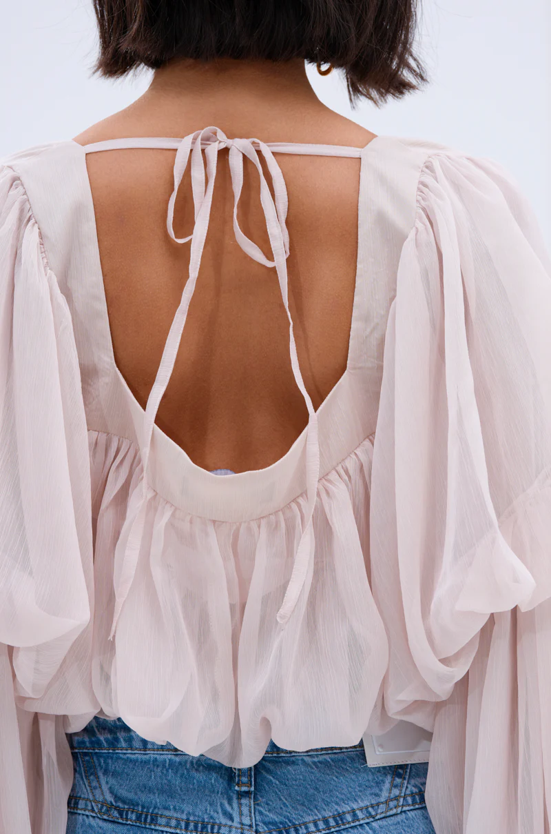 SLOUCHY SQUARE NECK LONG SLEEVE BLOUSE TOP - Image 9