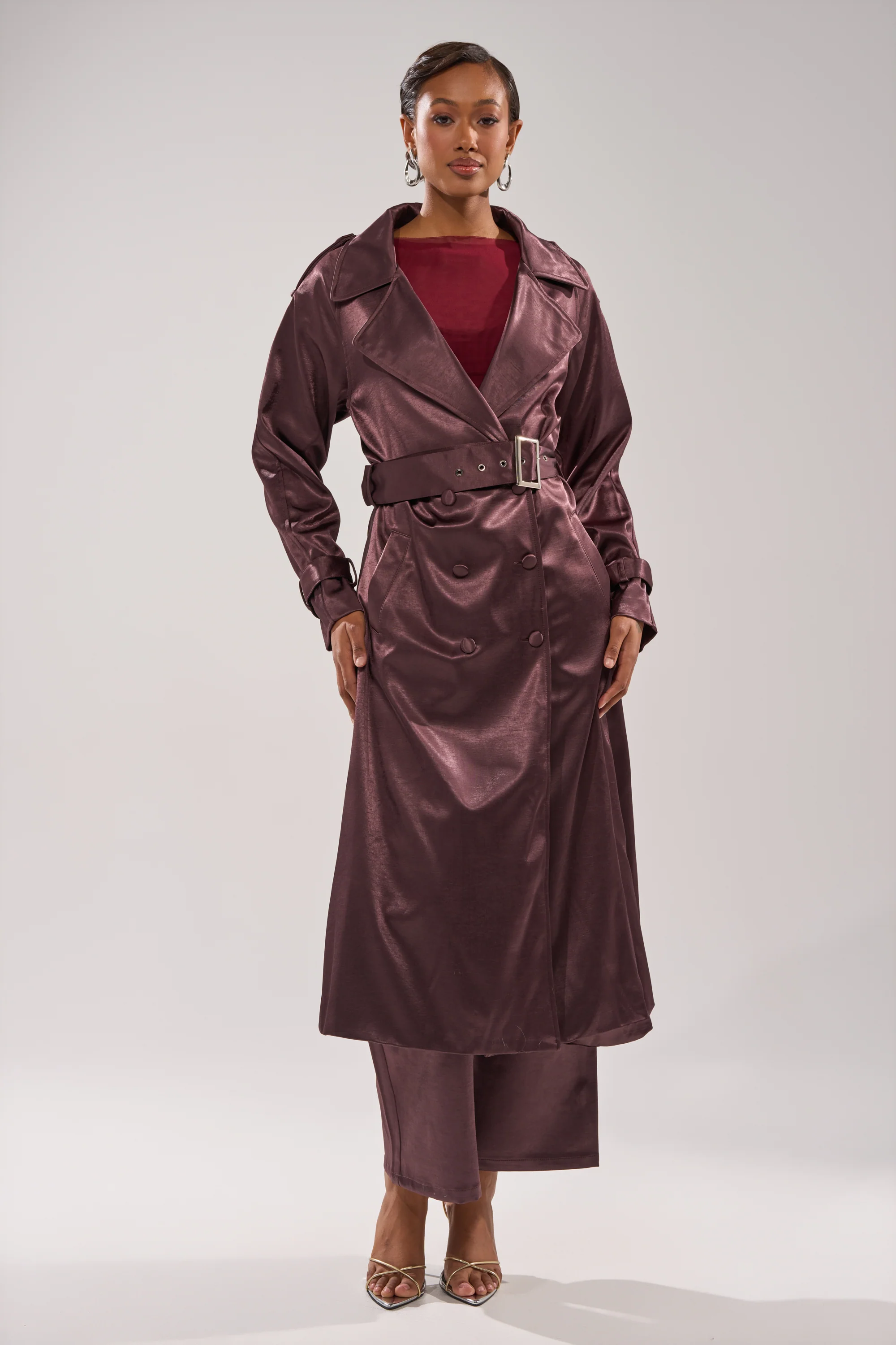 SLOW DOWN SATIN TRENCH