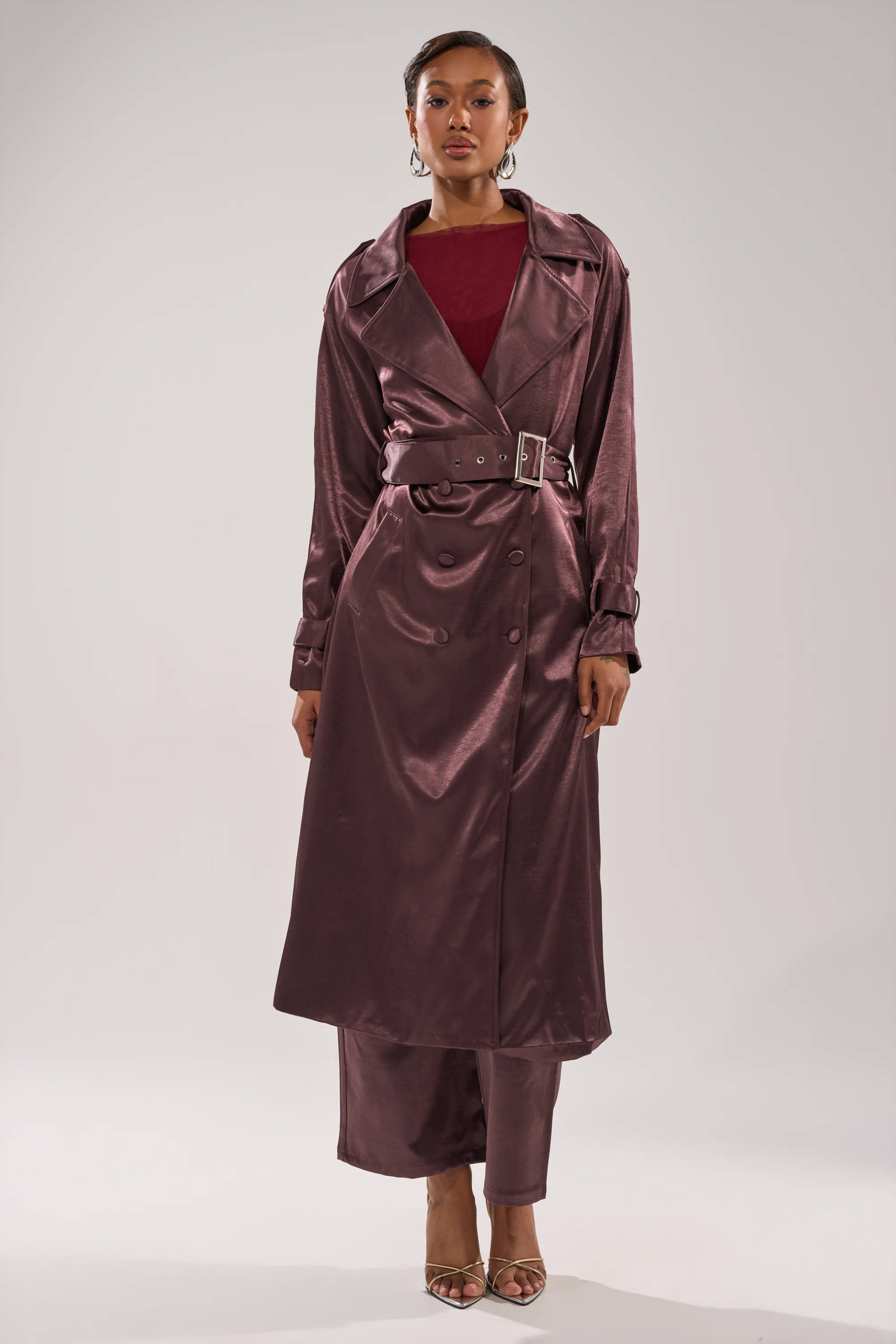 SLOW DOWN SATIN TRENCH - Image 4