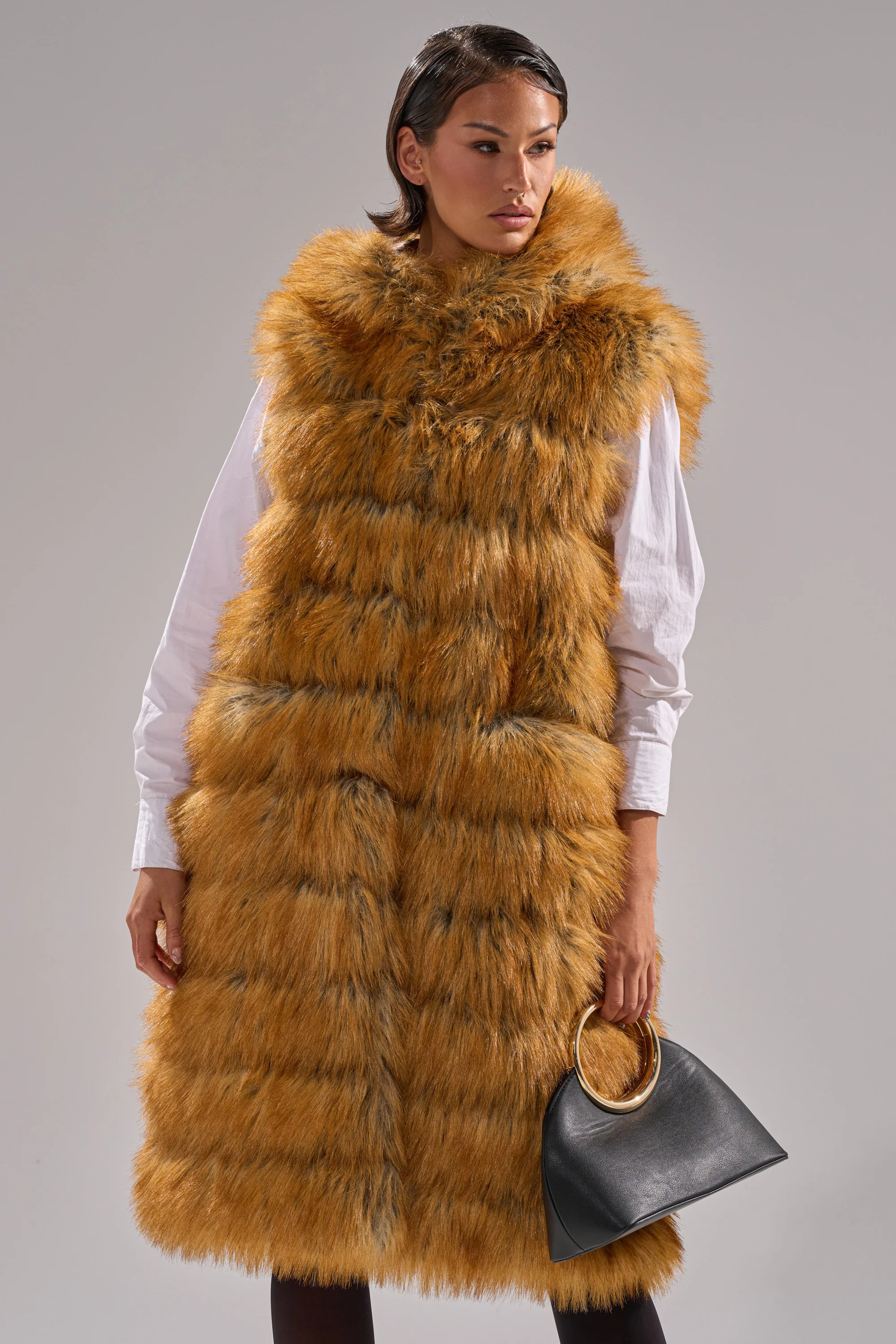 SLY HOODED FAUX FUR VEST - Image 2