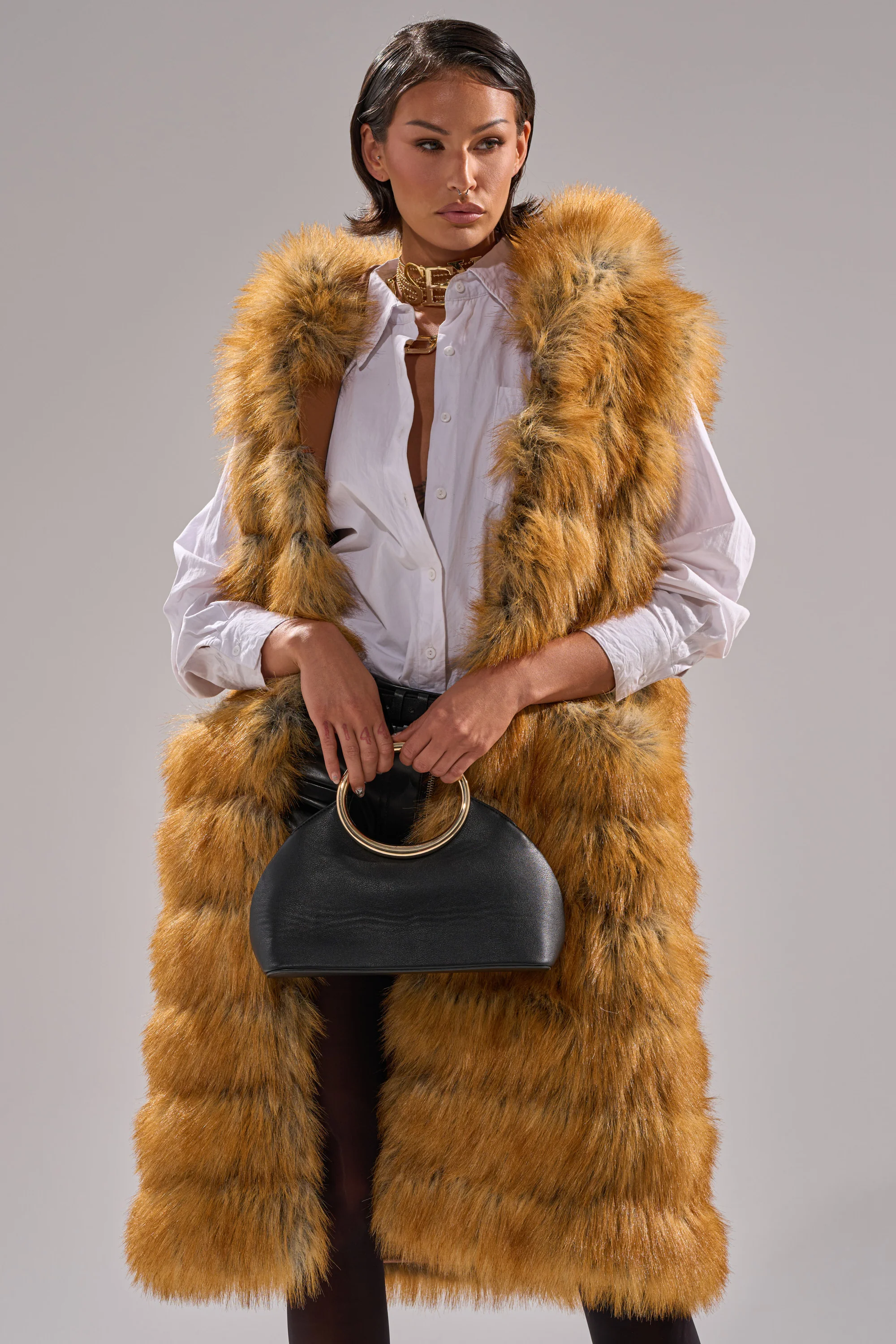 SLY HOODED FAUX FUR VEST - Image 3