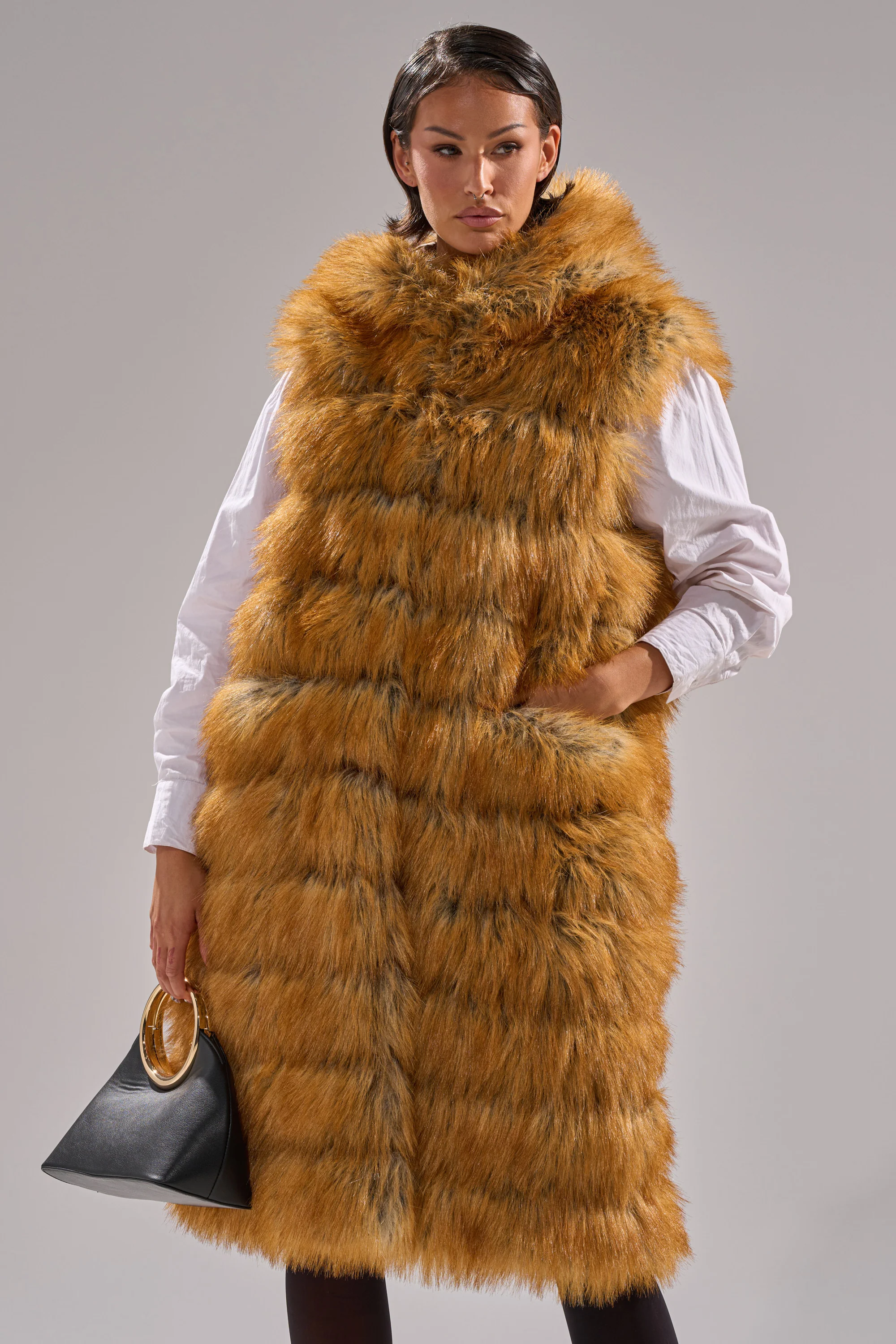 SLY HOODED FAUX FUR VEST - Image 5