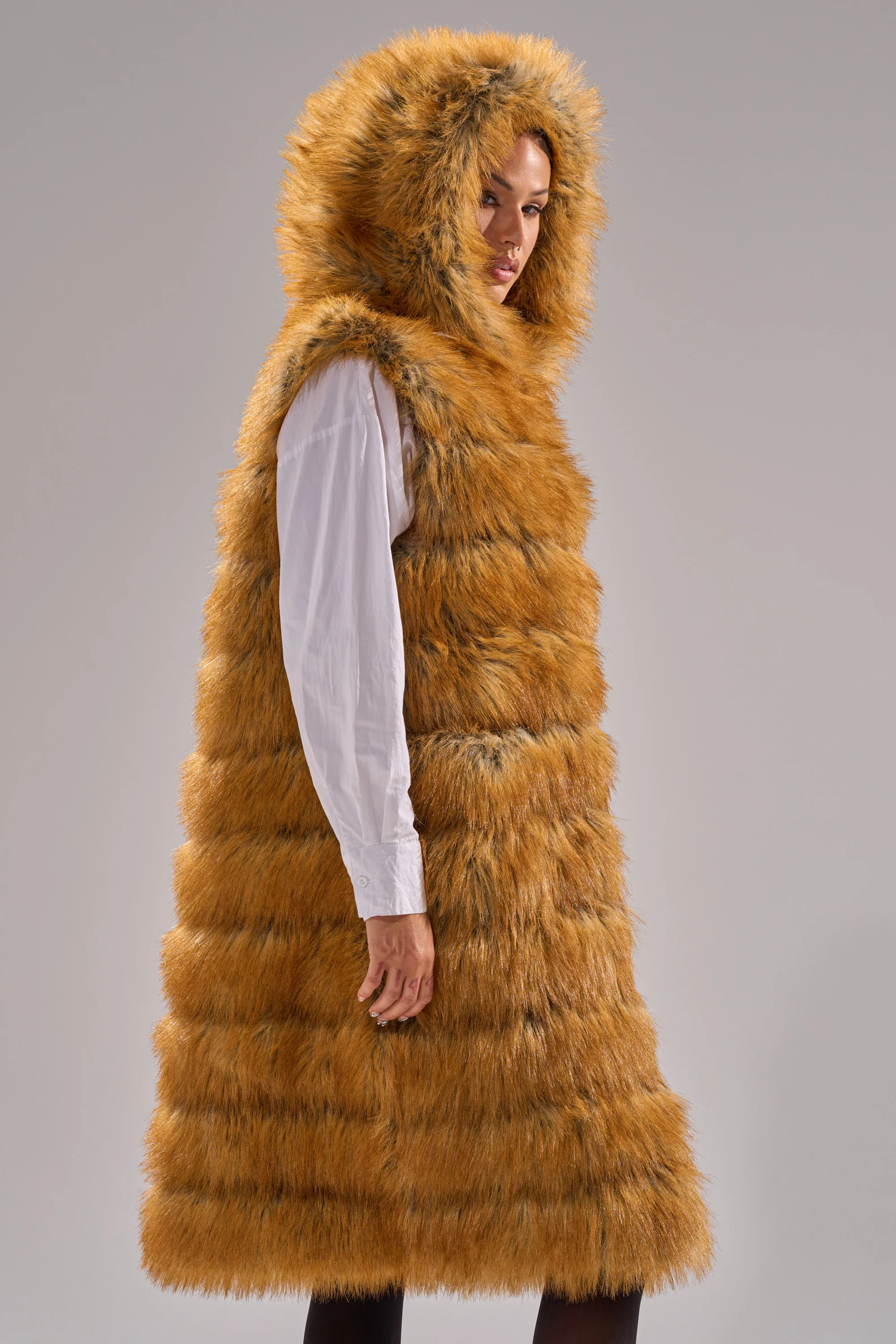 SLY HOODED FAUX FUR VEST - Image 6