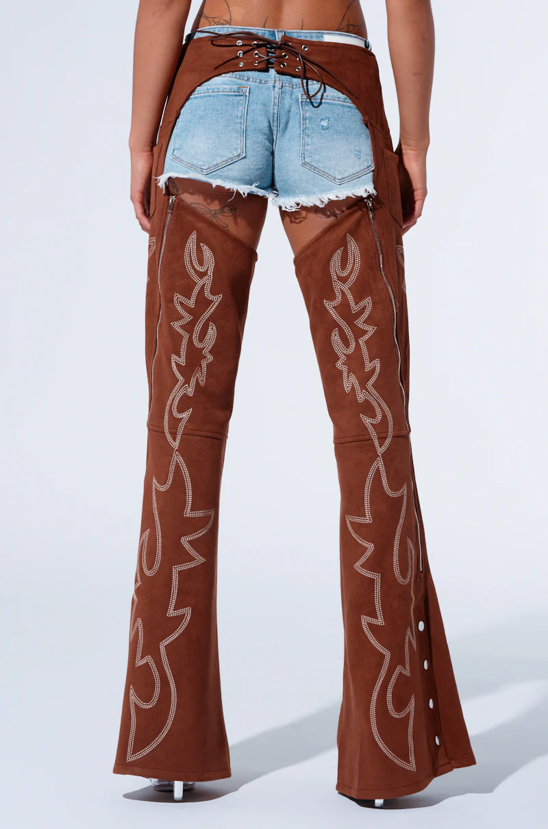 SMOKE HOUR SUEDE CHAPS IN BROWN - Image 5