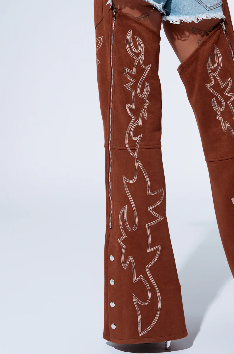 SMOKE HOUR SUEDE CHAPS IN BROWN - Image 8