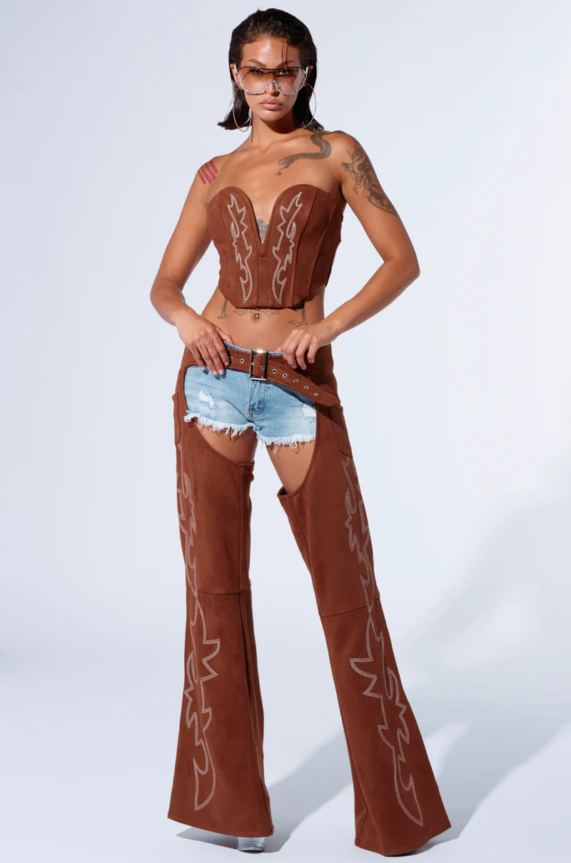 SMOKE HOUR SUEDE CORSET IN BROWN - Image 6