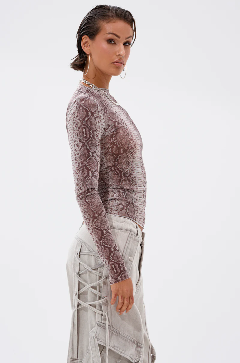 SNAKE CHARMER LONG SLEEVE MESH TOP - Image 3
