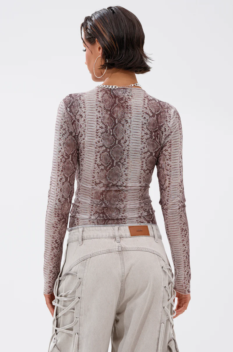 SNAKE CHARMER LONG SLEEVE MESH TOP - Image 4