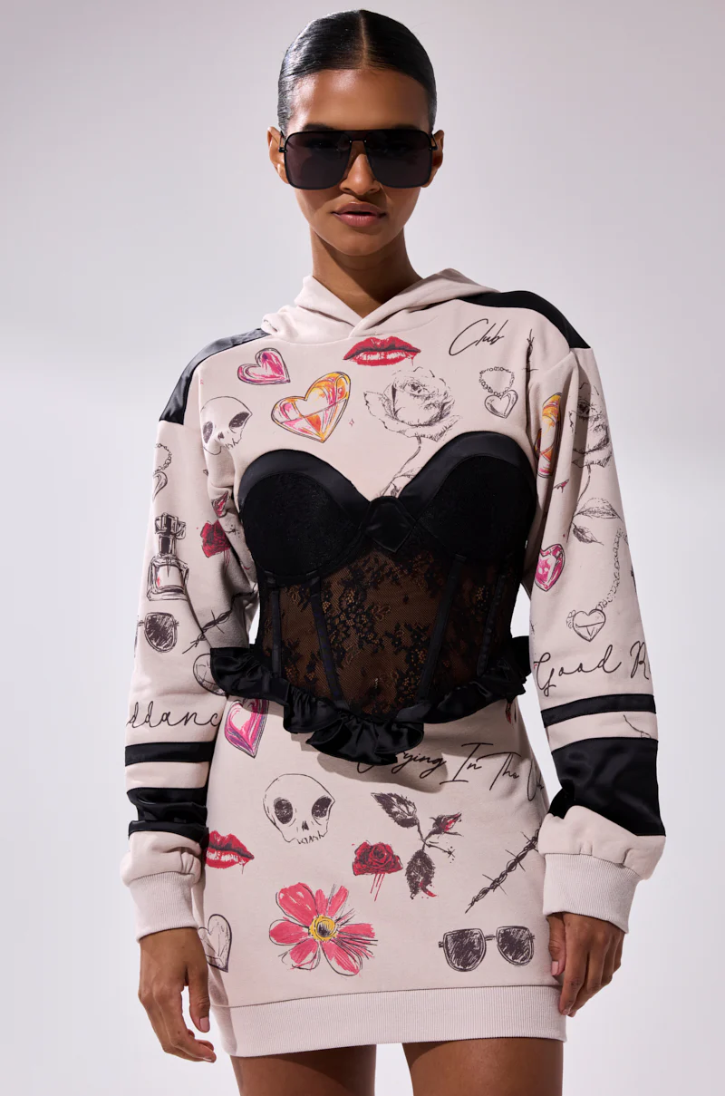 SNATCH ME UP CORSET SWEATSHIRT DRESS - Image 3
