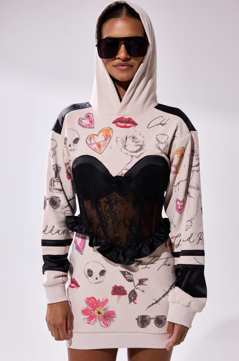 SNATCH ME UP CORSET SWEATSHIRT DRESS - Image 4