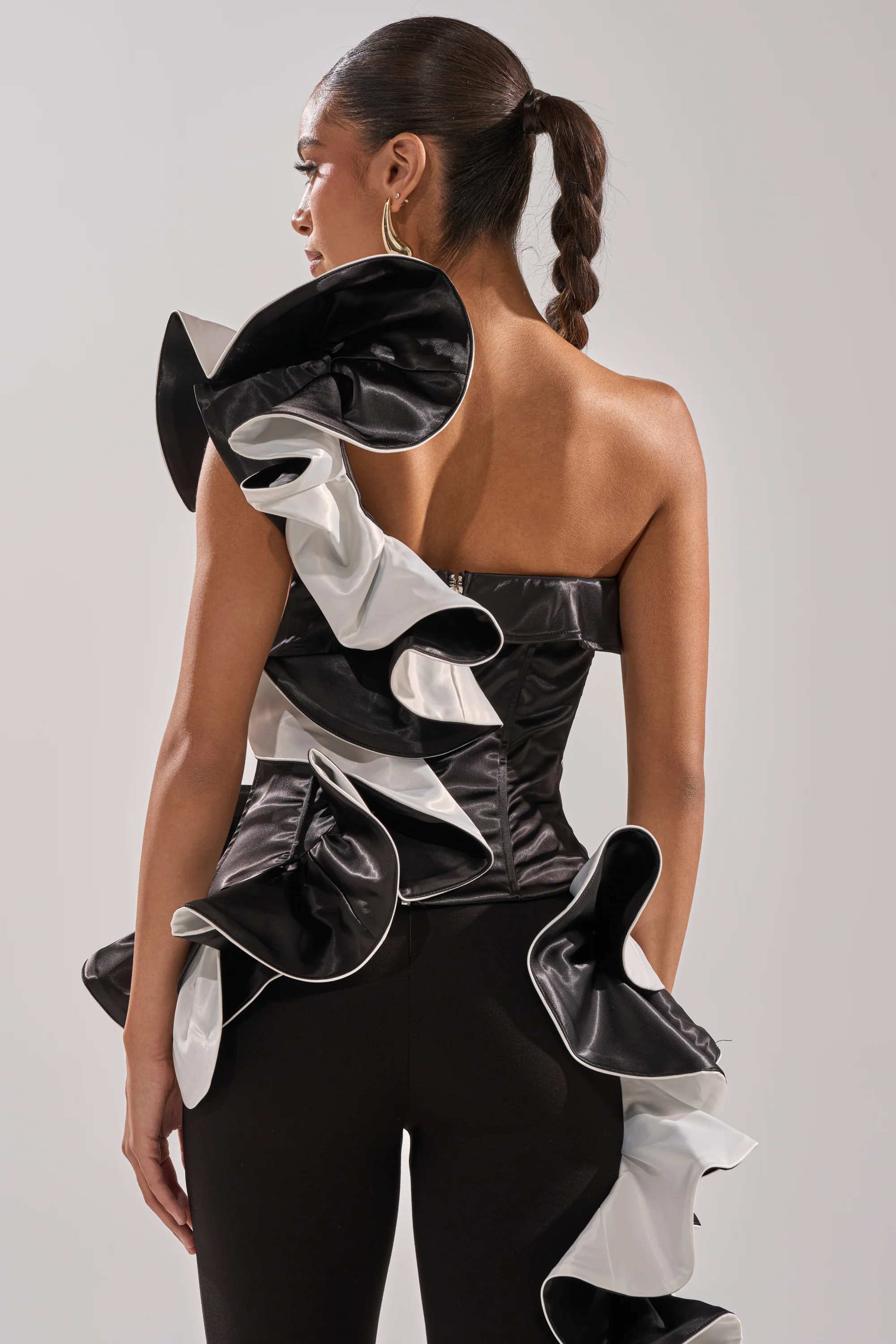 SNOB IS A HABIT RUFFLE DETAIL SATIN TOP - Image 6