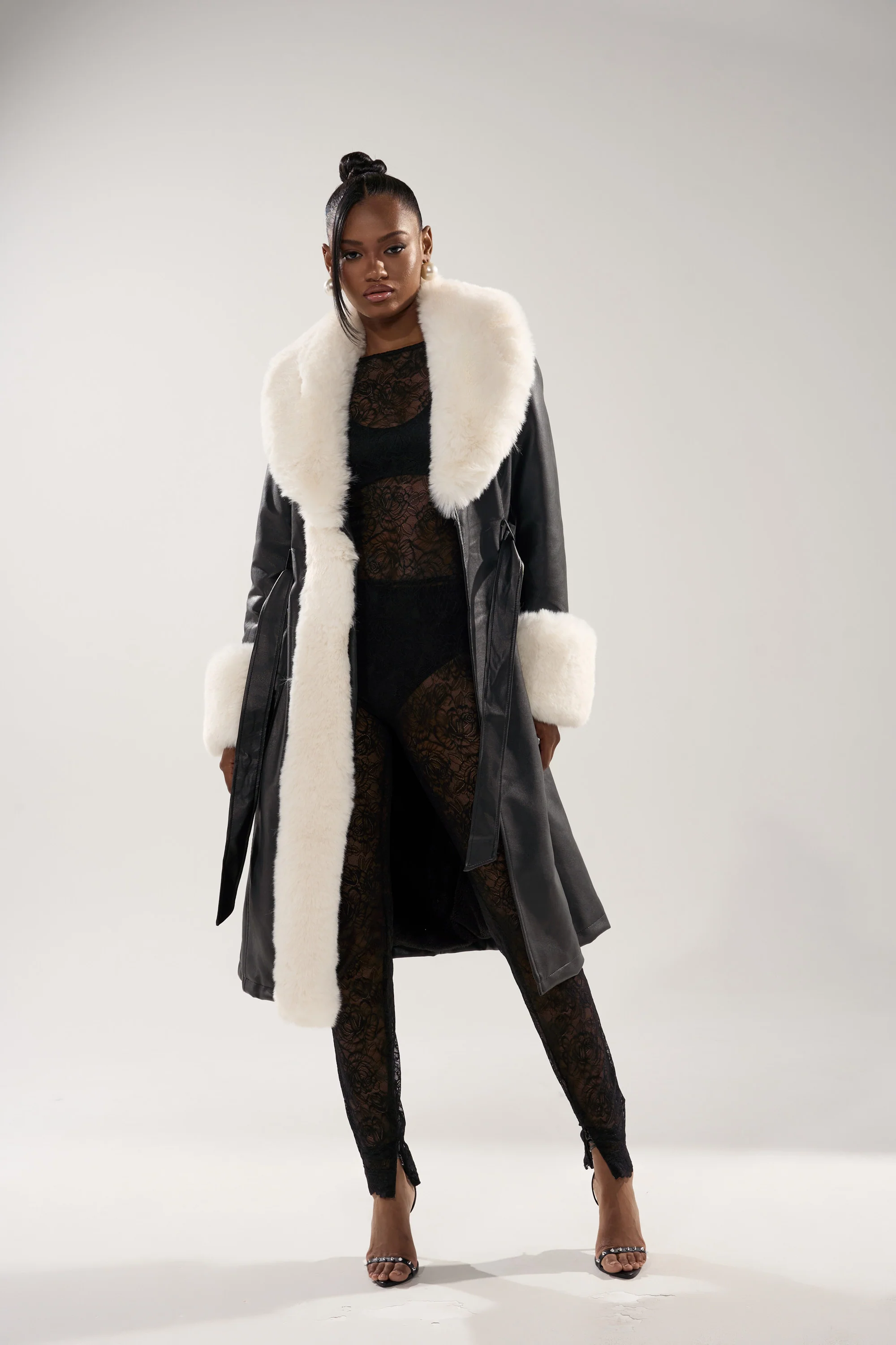 SNOW BUNNY FUR TRIM TRENCH - Image 6