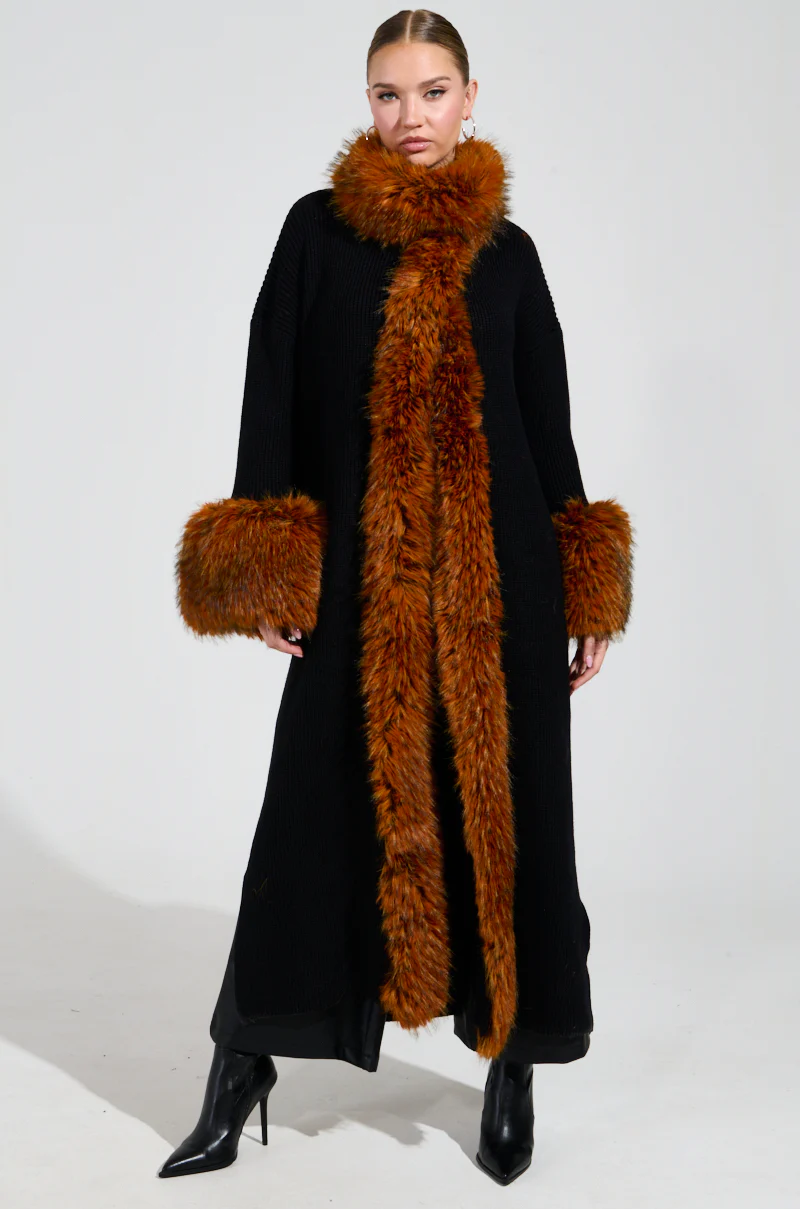 SNOWY NIGHT LONG CARDIGAN IN BLACK - Image 2