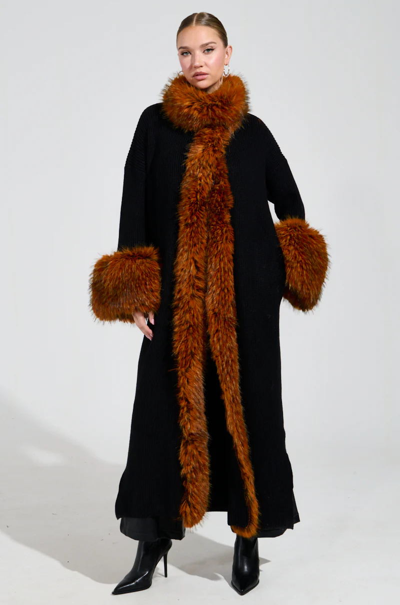 SNOWY NIGHT LONG CARDIGAN IN BLACK - Image 3