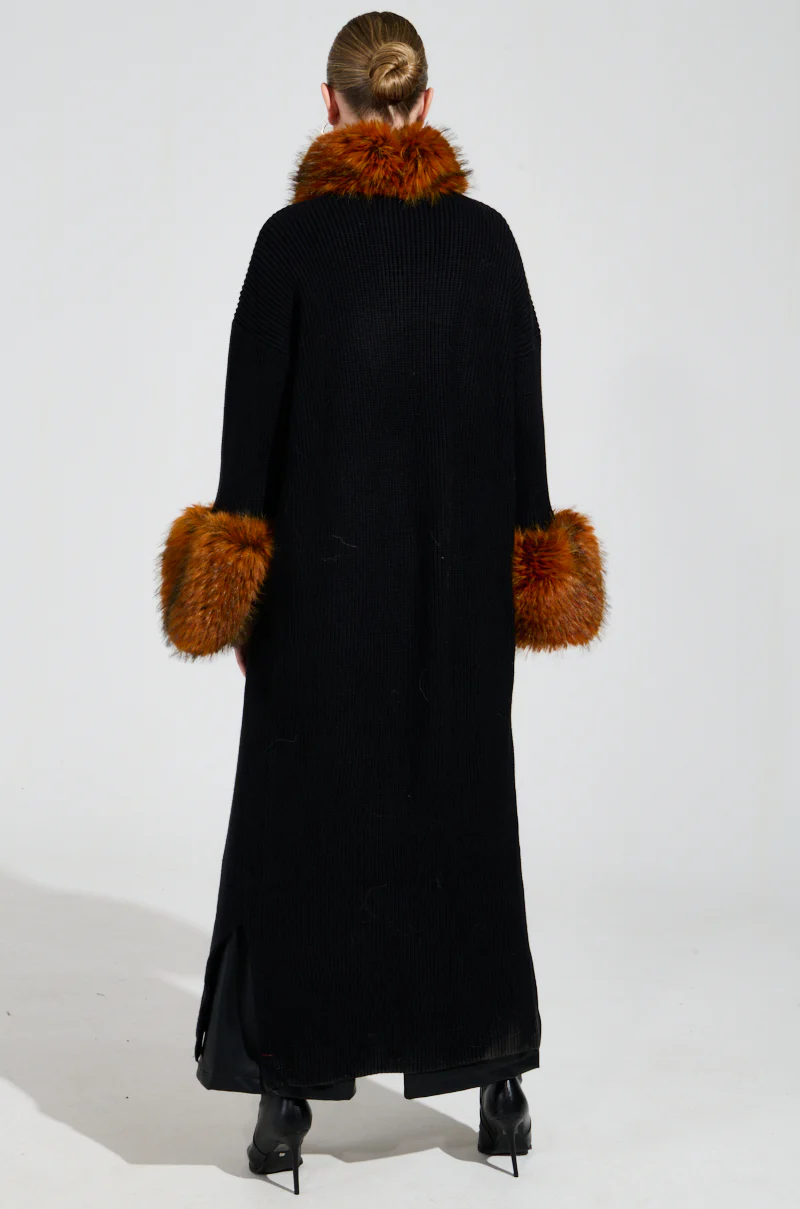 SNOWY NIGHT LONG CARDIGAN IN BLACK - Image 6