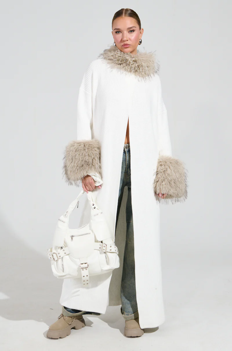 SNOWY NIGHT LONG CARDIGAN IN IVORY - Image 2