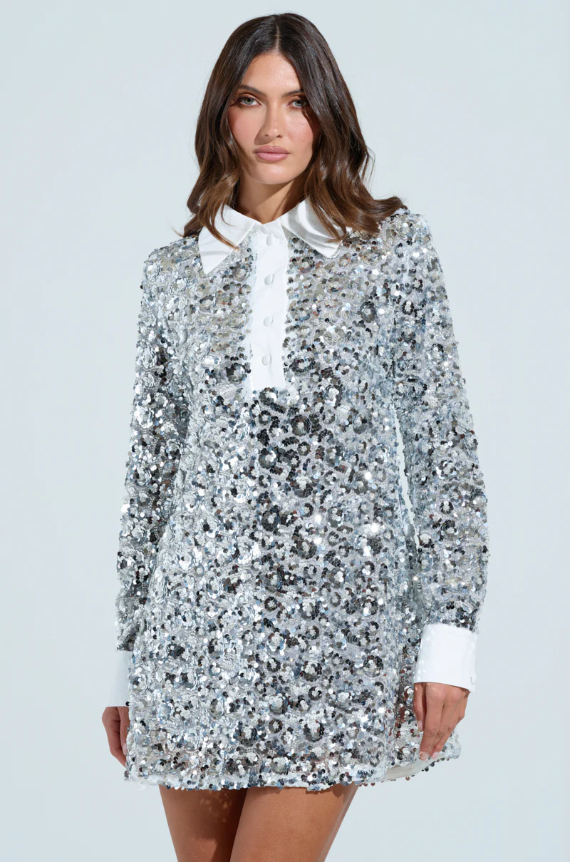 SO POSH BEADED SEQUIN SHIRT DRESS - Image 3