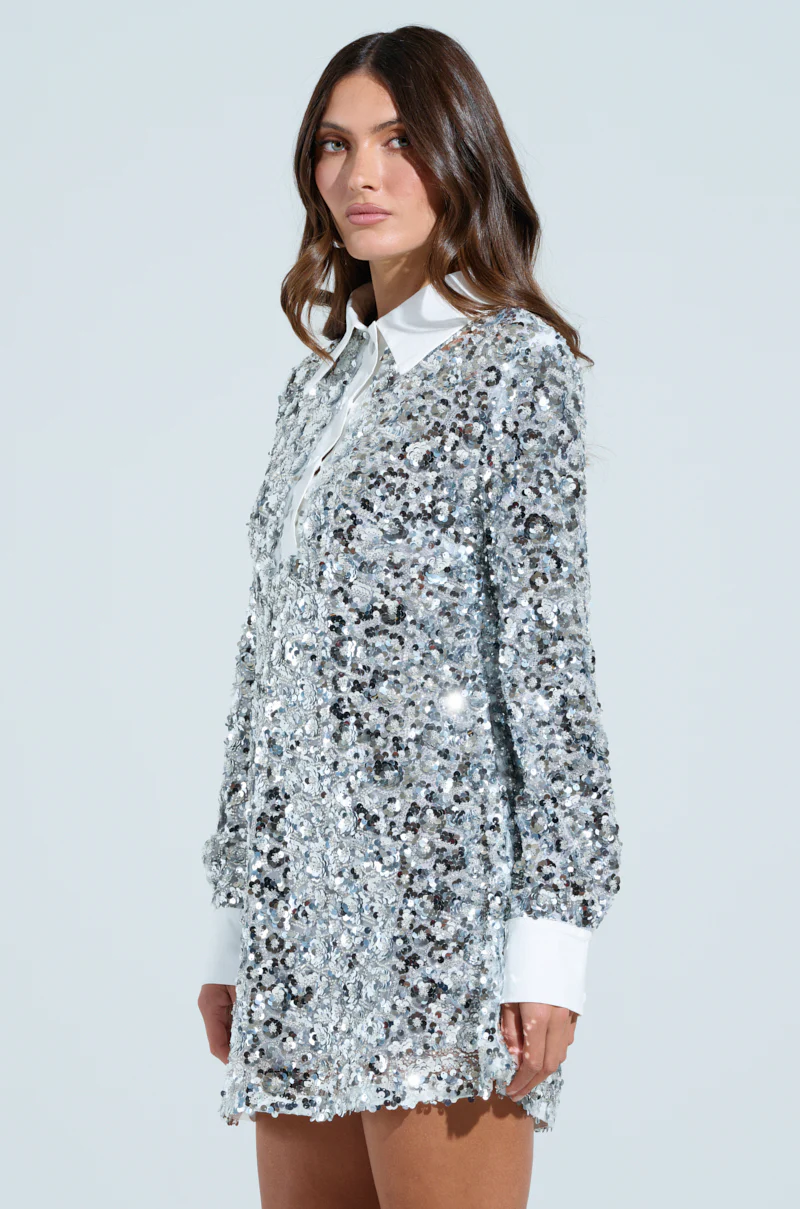 SO POSH BEADED SEQUIN SHIRT DRESS - Image 4