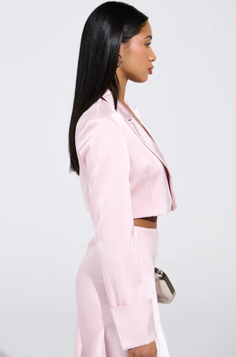 SOFIA CROPPED SATIN BLAZER - Image 3