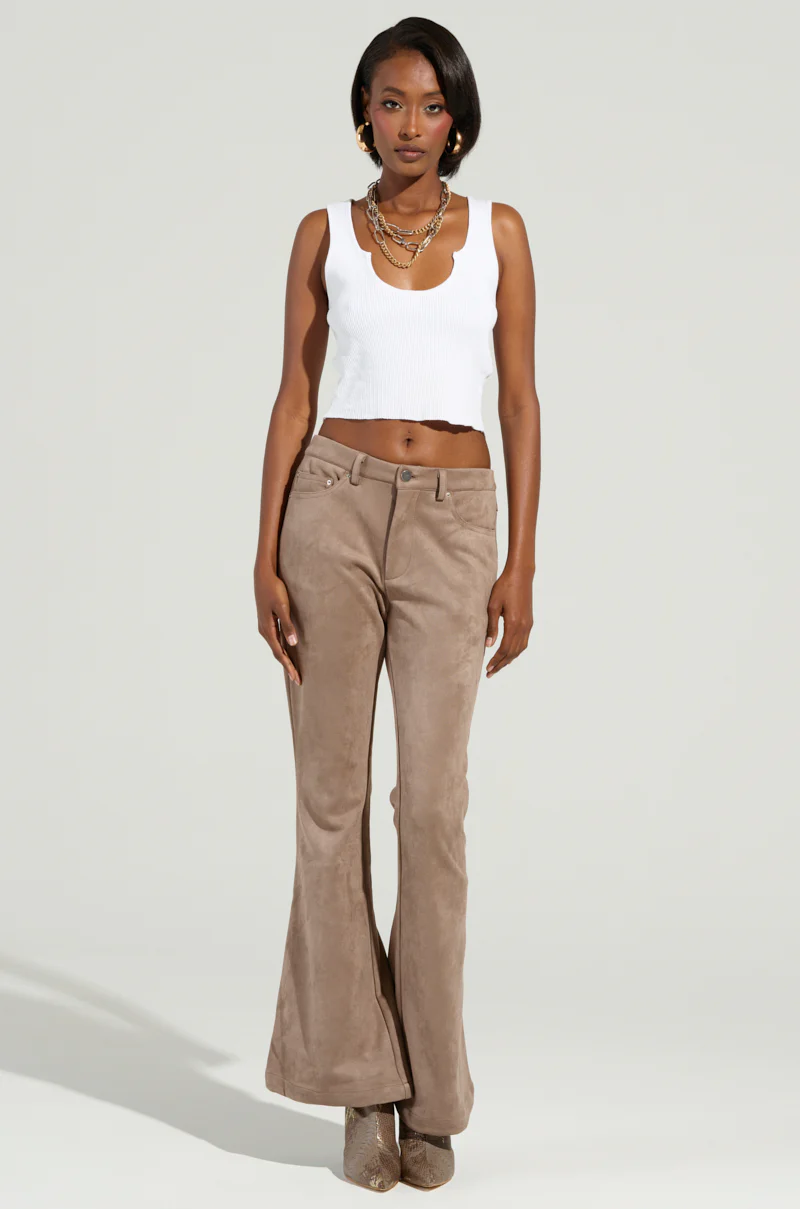 SOFIA FAUX SUEDE FLARE PANTS - Image 9