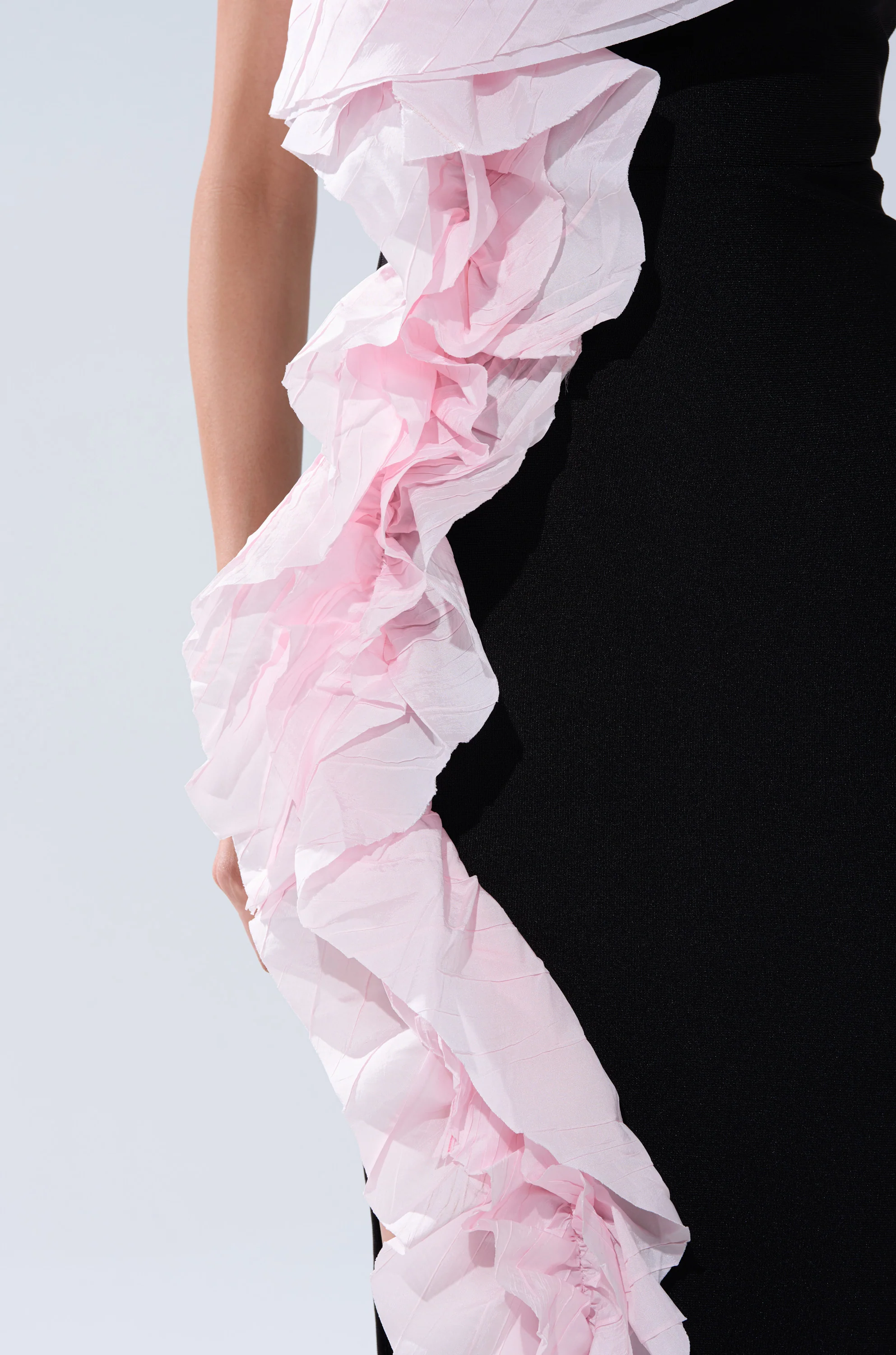 SOFT FLEX BANDAGE MIDI DRESS WITH RUFFLE DETAIL - Image 5