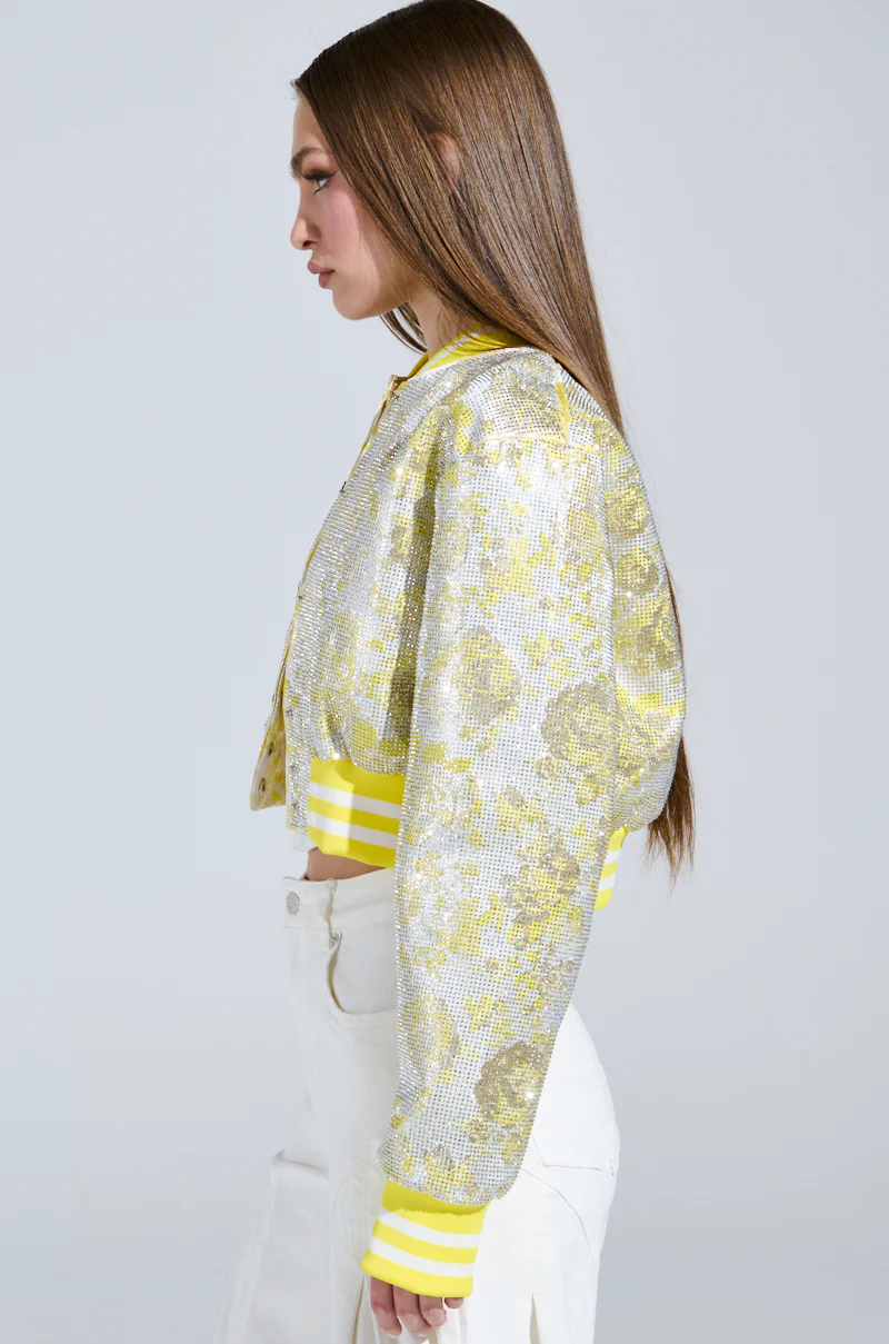 SOLEIL RHINESTONE BROCADE BOMBER - Image 3