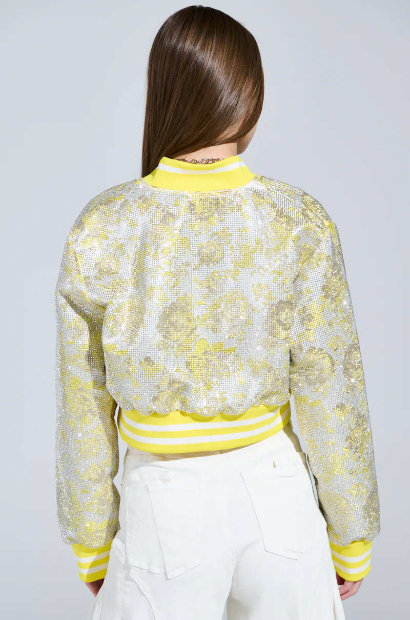 SOLEIL RHINESTONE BROCADE BOMBER - Image 4