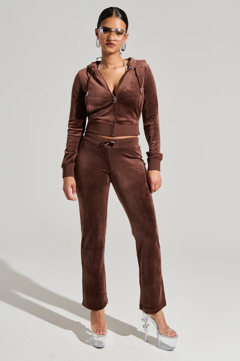 SOLID RIB WAIST VELOUR PANT - Image 6