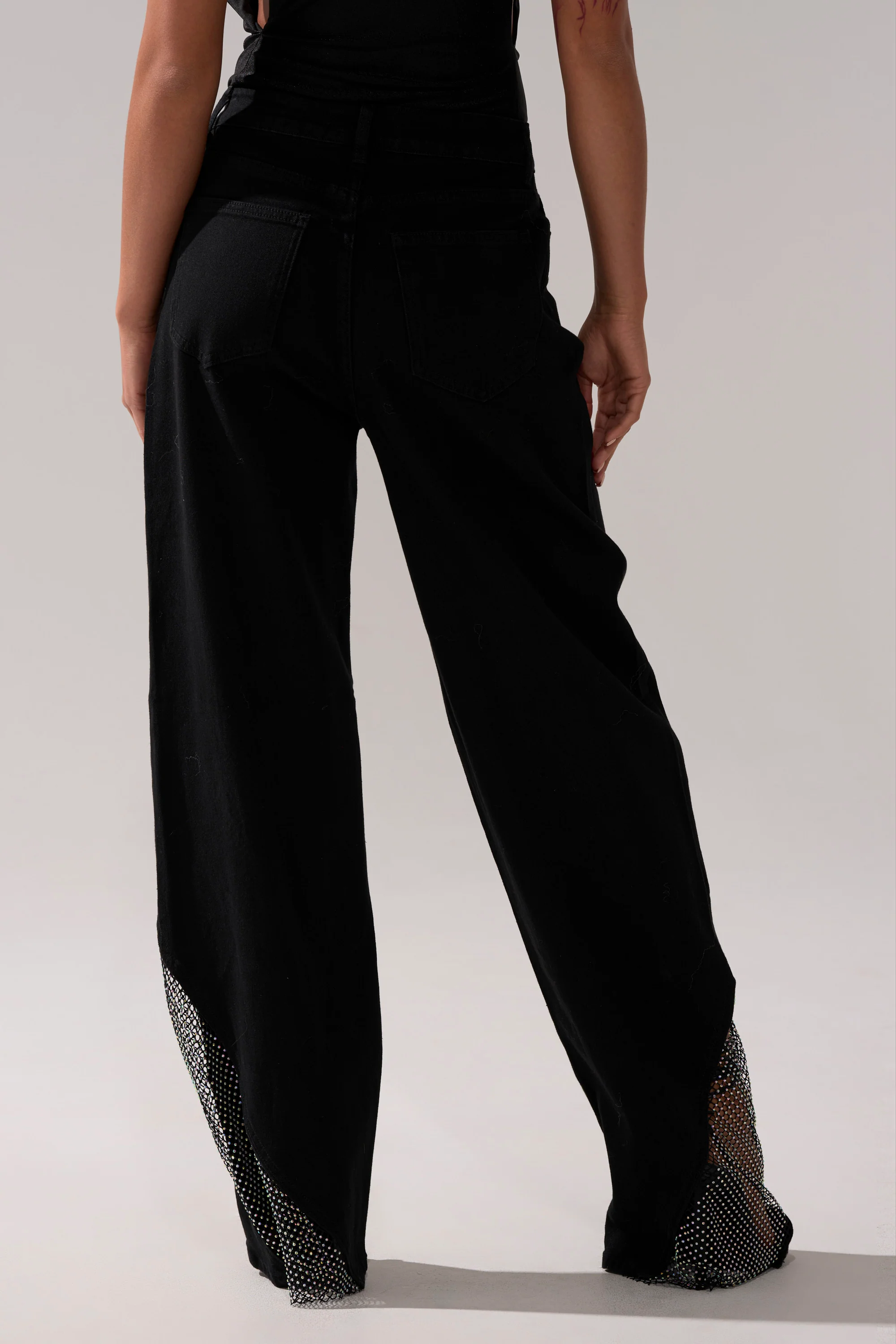 SOMETHING DIFFERENT RELAXED DENIM WITH RHINESTONE MESH - Image 5