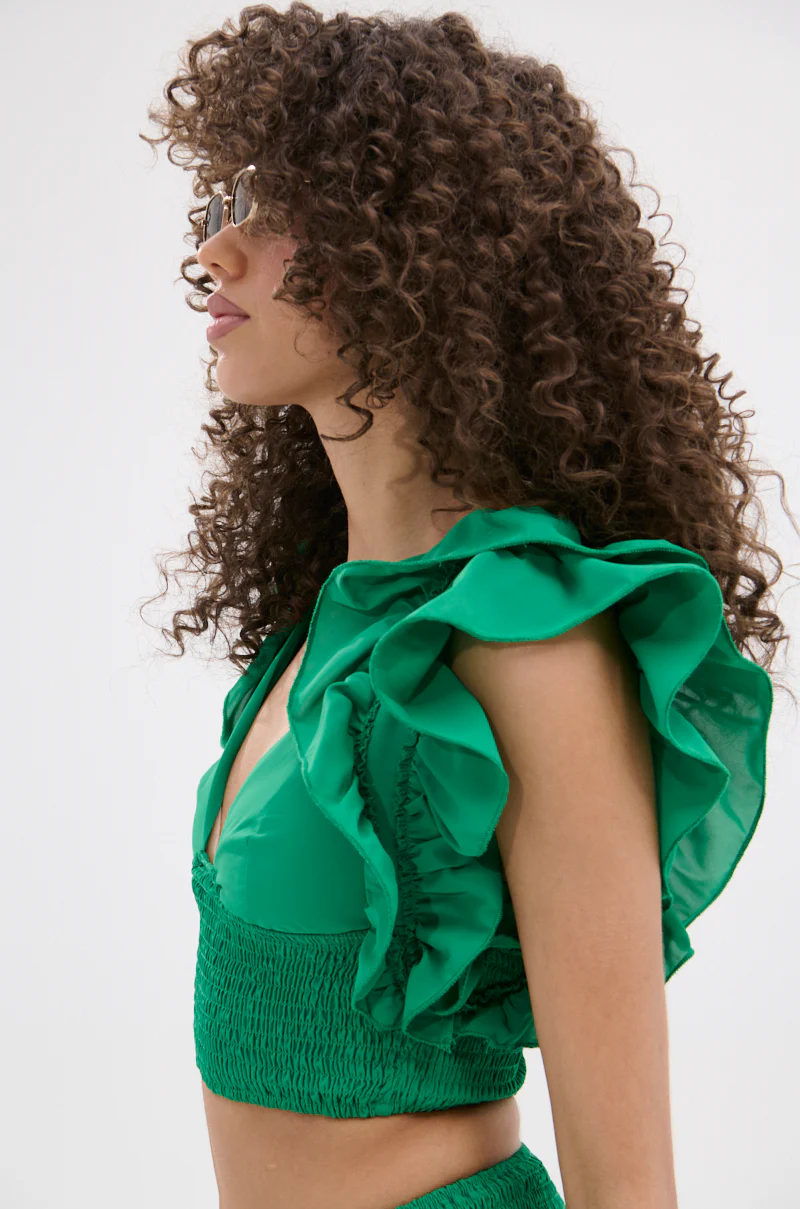 SOMETHING FEELS RIGHT BLOUSE IN KELLY GREEN - Image 4