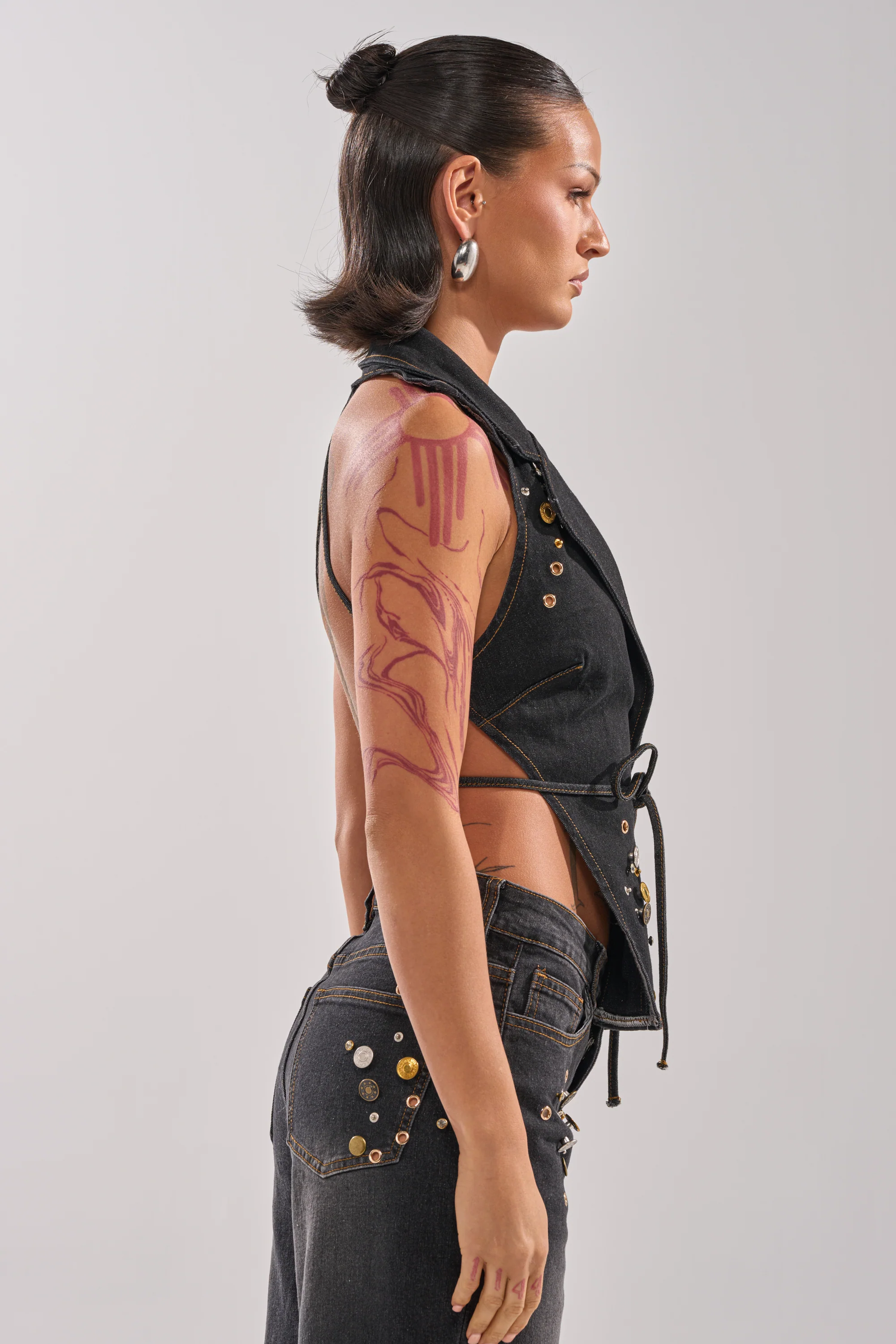 SPACE AND TIME STUDDED DENIM VEST - Image 4