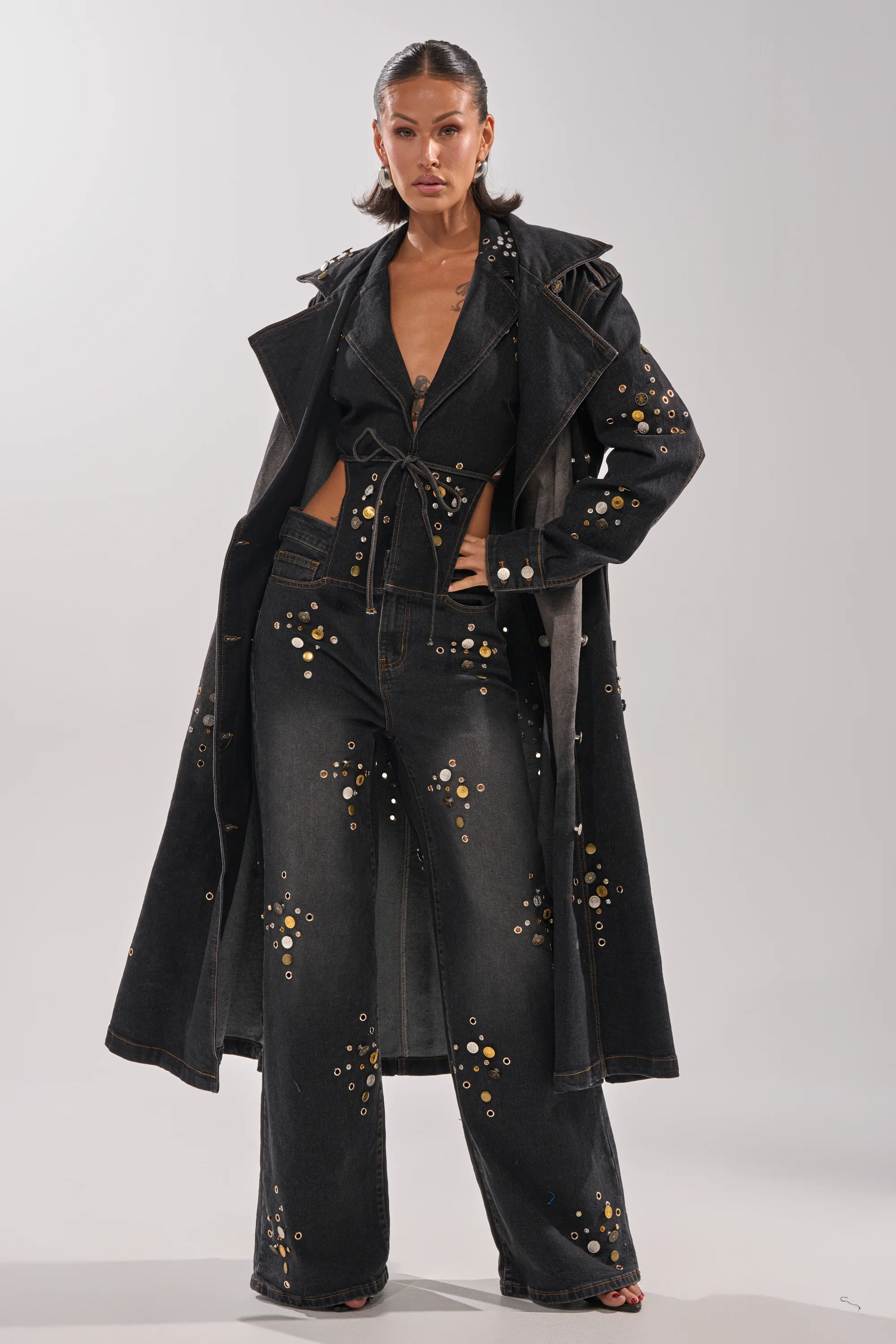 SPACE AND TIME STUDDED DENIM VEST - Image 8