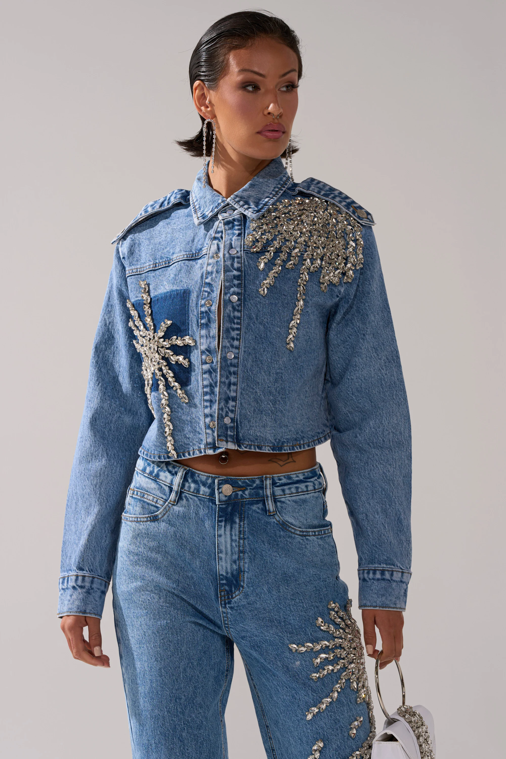 SPARKLE AND SHINE QUEEN DENIM BUTTON DOWN - Image 2