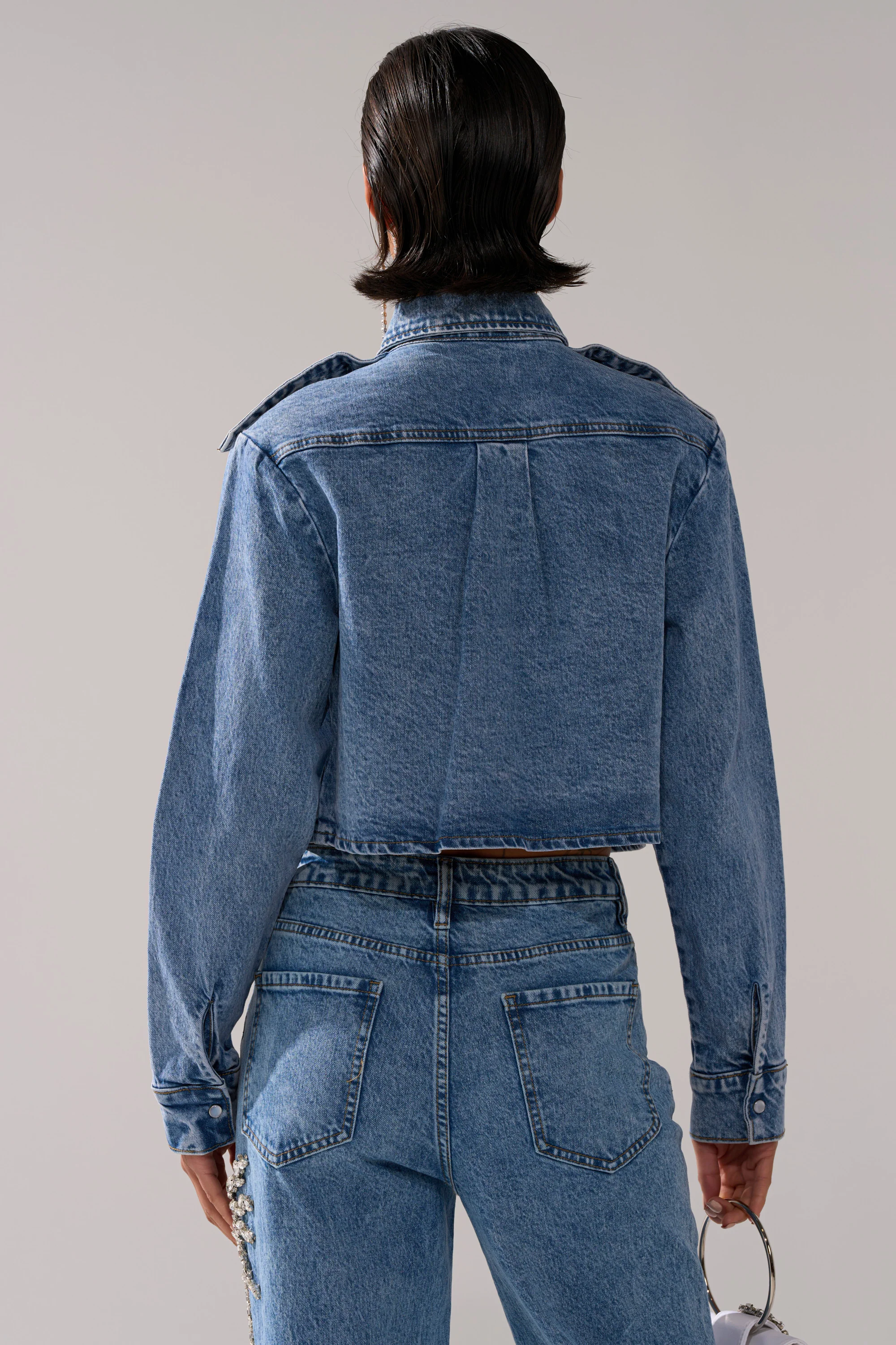 SPARKLE AND SHINE QUEEN DENIM BUTTON DOWN - Image 5